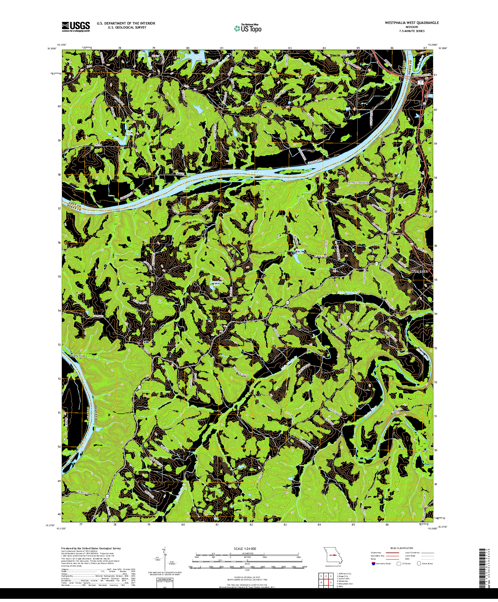 USGS US TOPO 7.5-MINUTE MAP FOR WESTPHALIA WEST, MO 2017