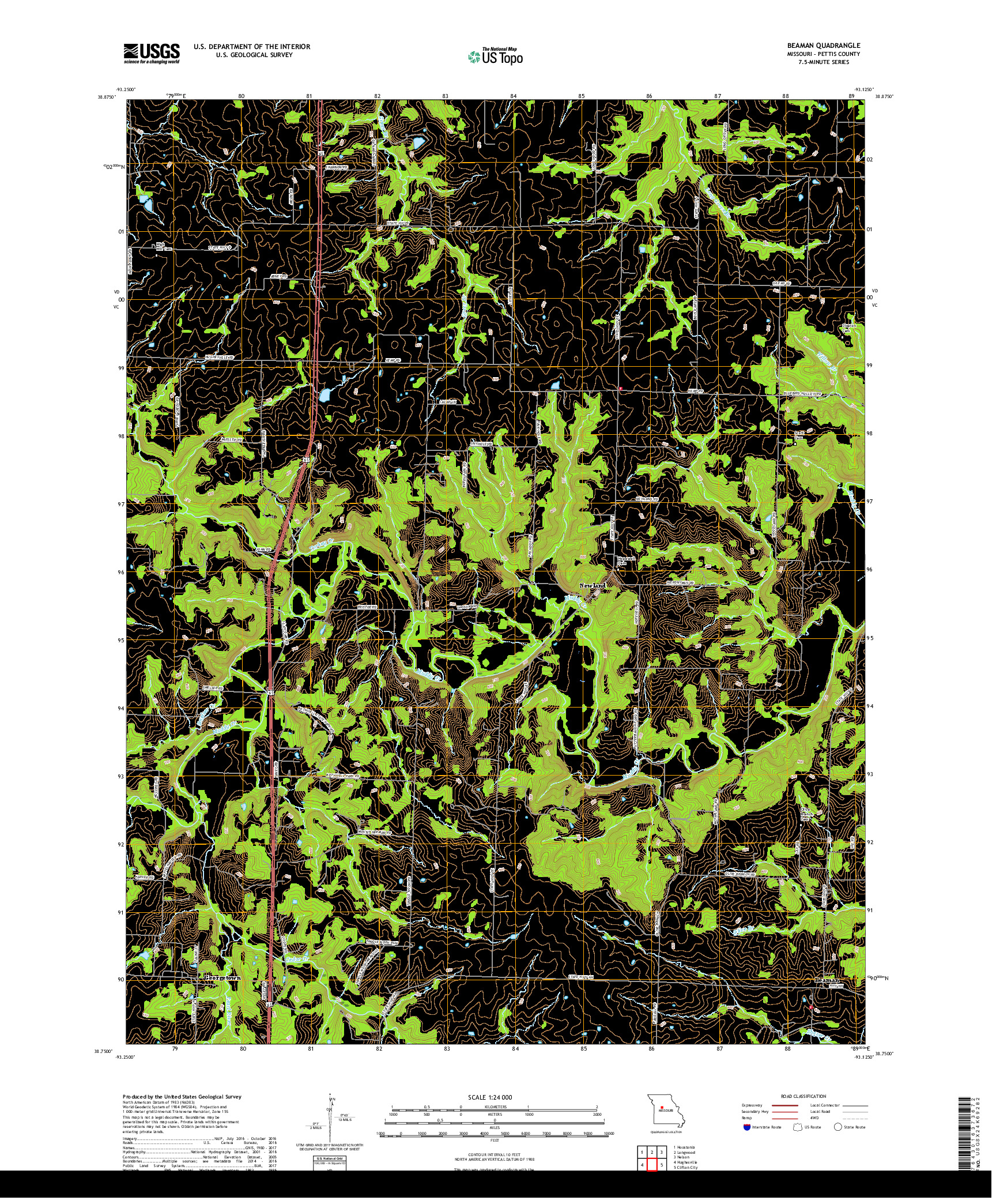 USGS US TOPO 7.5-MINUTE MAP FOR BEAMAN, MO 2017