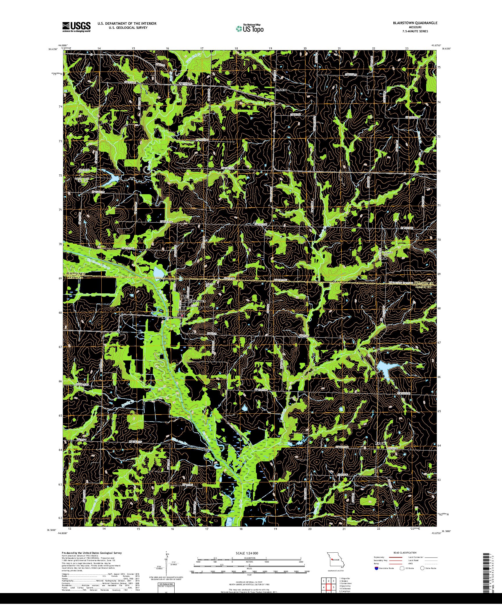 USGS US TOPO 7.5-MINUTE MAP FOR BLAIRSTOWN, MO 2017