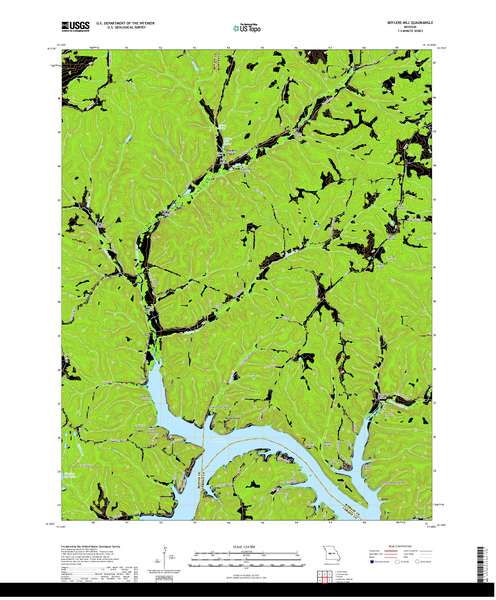 USGS US TOPO 7.5-MINUTE MAP FOR BOYLERS MILL, MO 2017