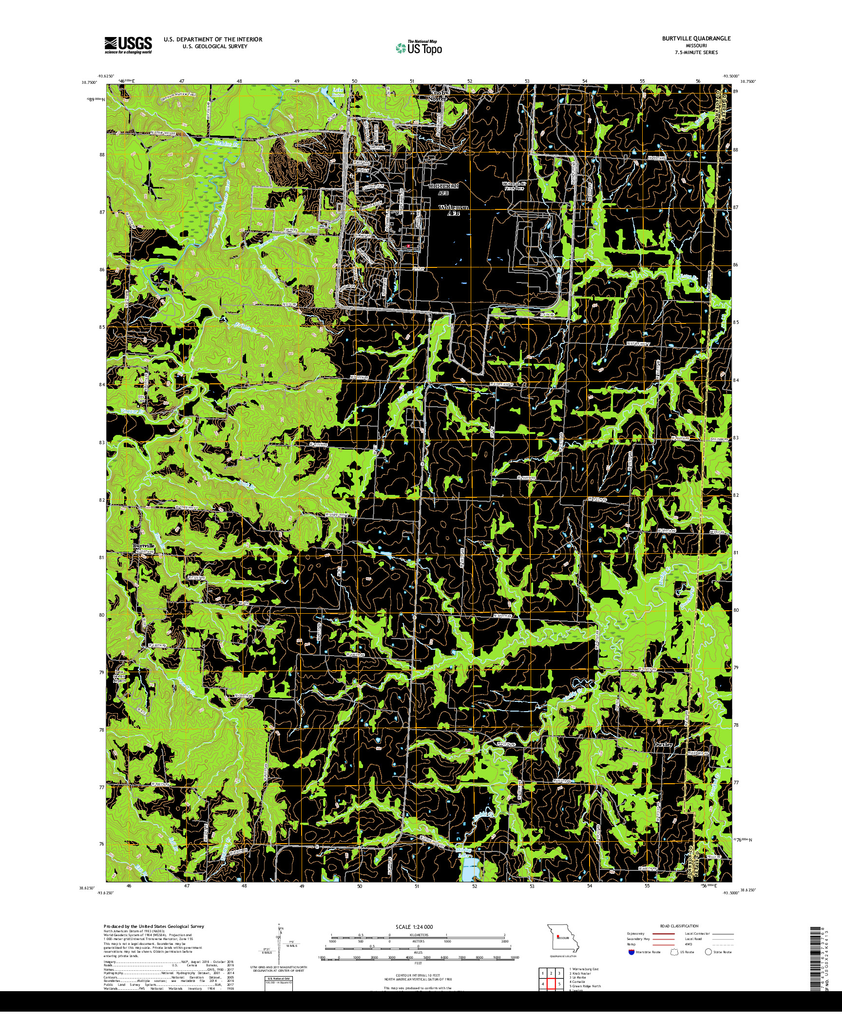 USGS US TOPO 7.5-MINUTE MAP FOR BURTVILLE, MO 2017