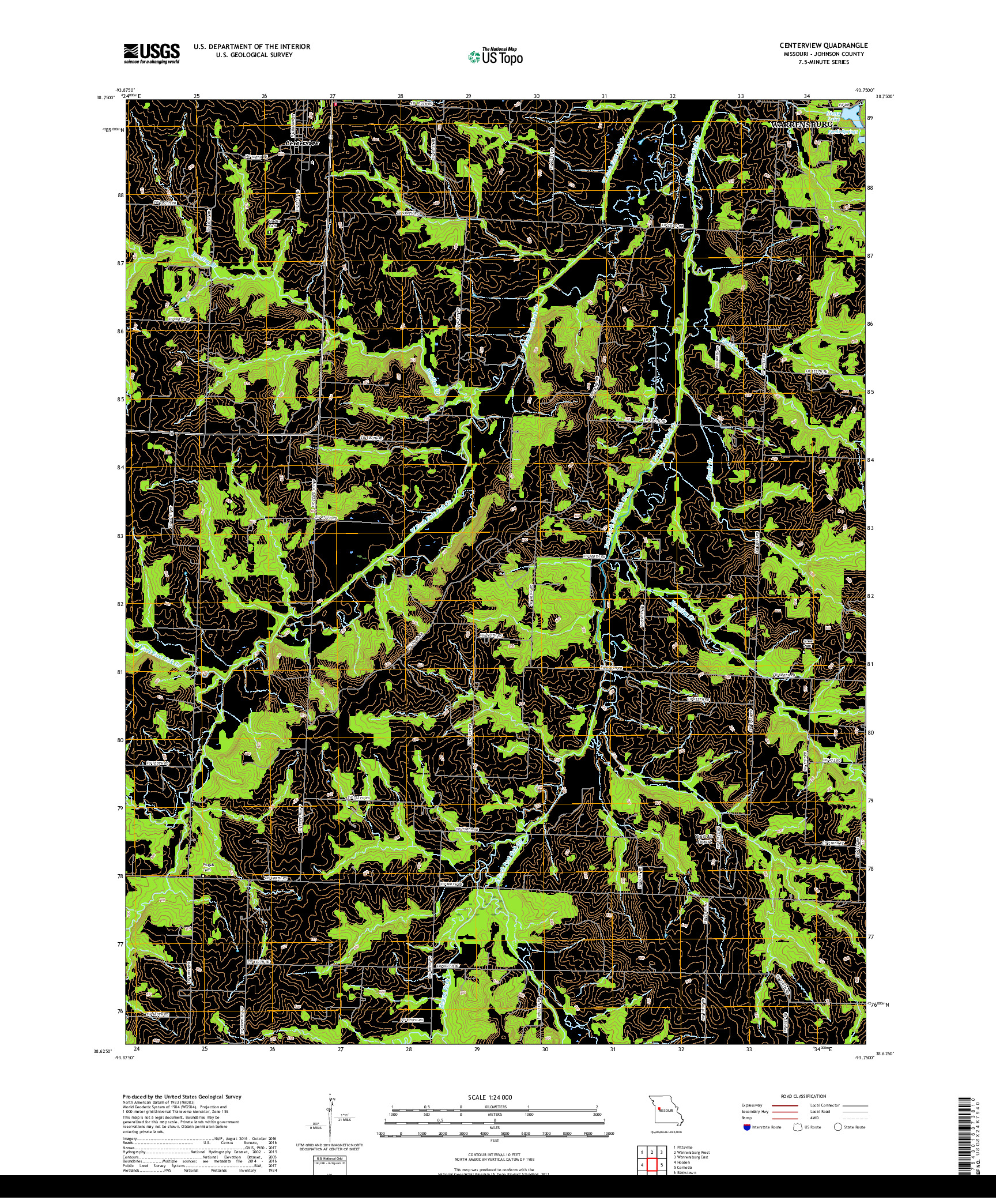 USGS US TOPO 7.5-MINUTE MAP FOR CENTERVIEW, MO 2017