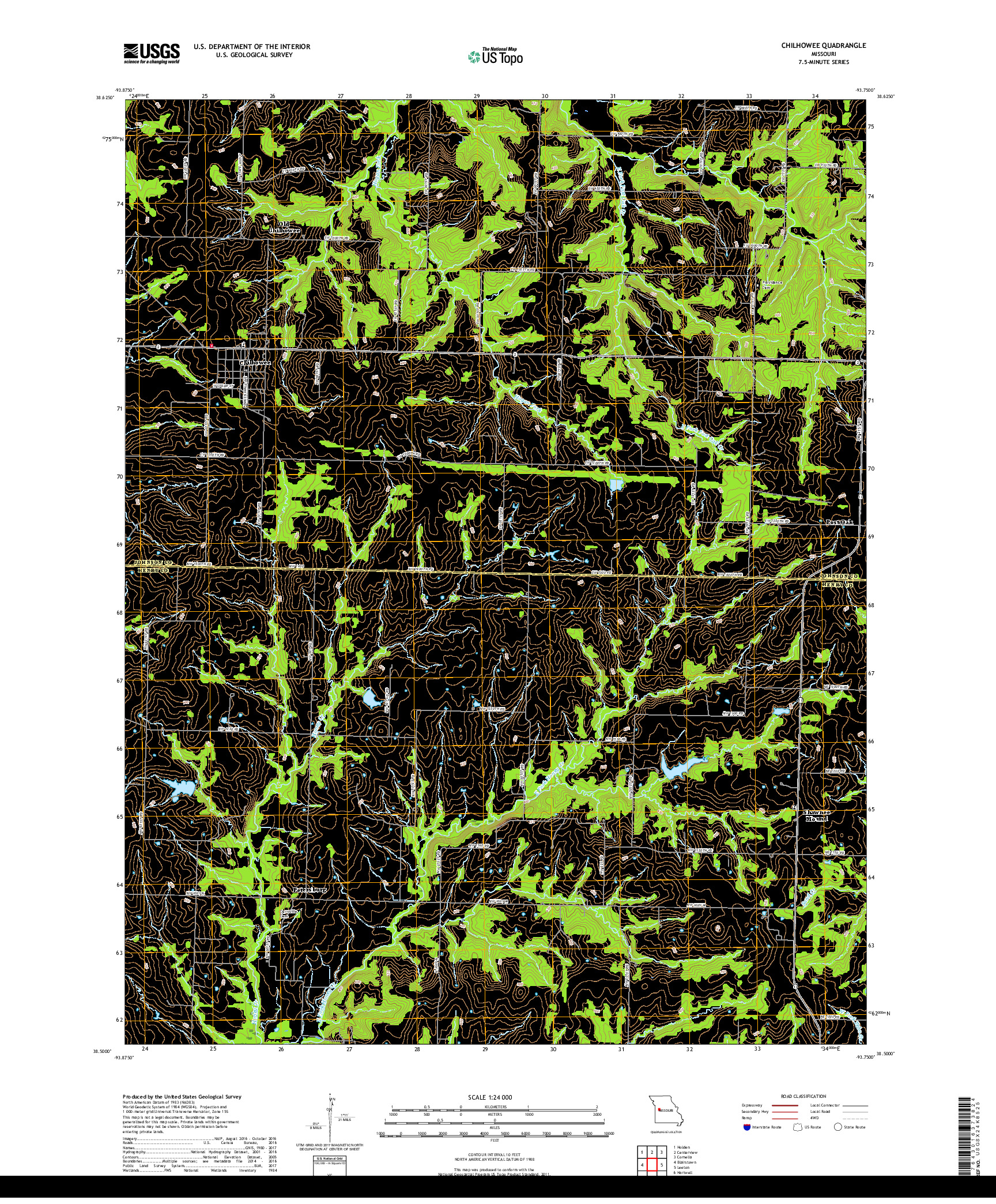 USGS US TOPO 7.5-MINUTE MAP FOR CHILHOWEE, MO 2017