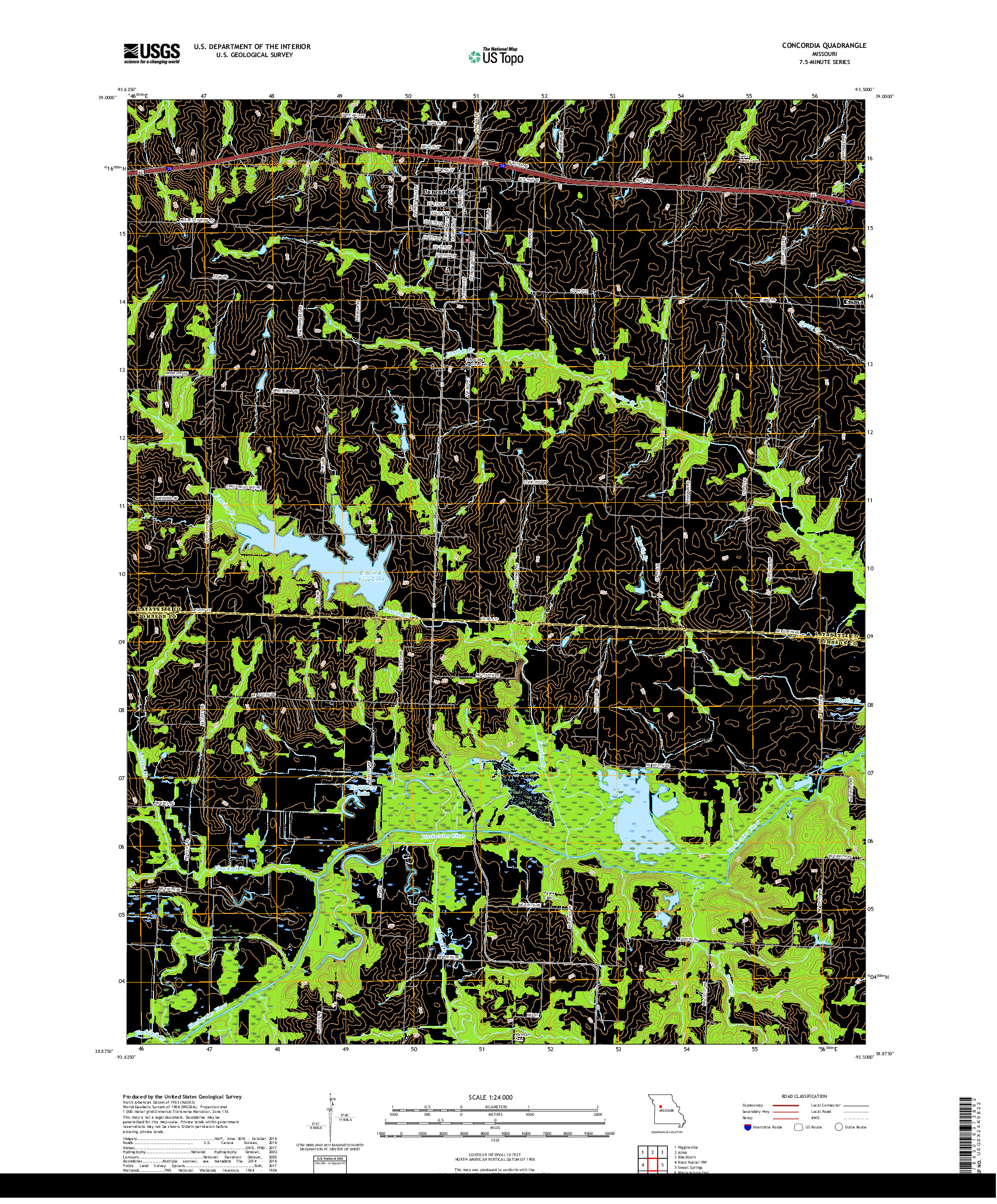 USGS US TOPO 7.5-MINUTE MAP FOR CONCORDIA, MO 2017