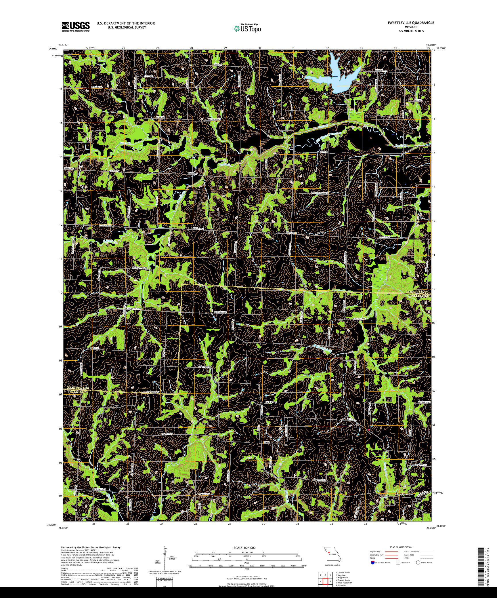 USGS US TOPO 7.5-MINUTE MAP FOR FAYETTEVILLE, MO 2017