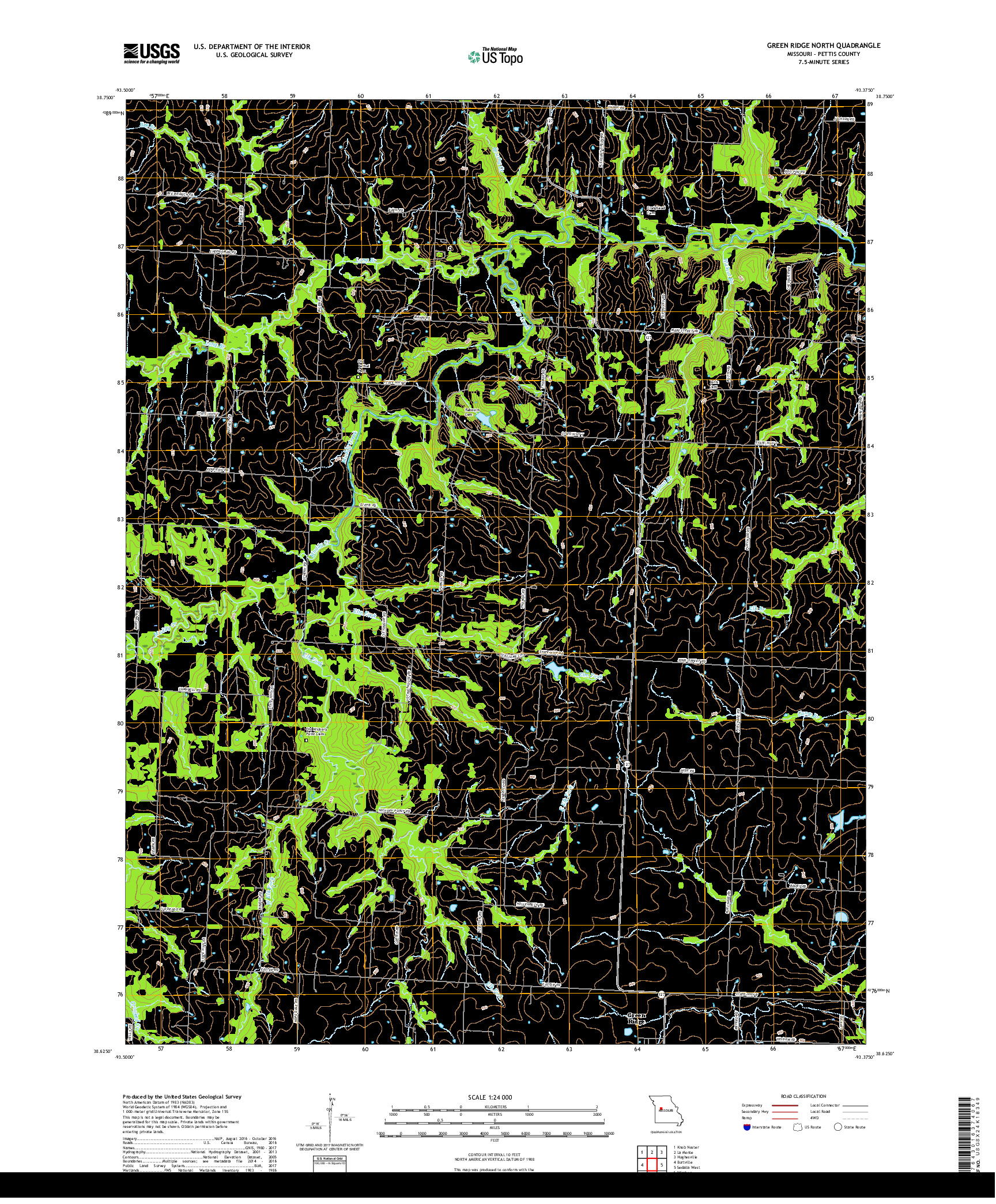 USGS US TOPO 7.5-MINUTE MAP FOR GREEN RIDGE NORTH, MO 2017