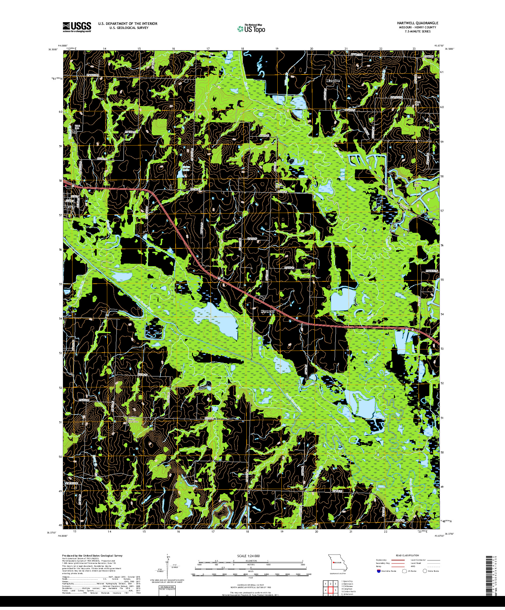 USGS US TOPO 7.5-MINUTE MAP FOR HARTWELL, MO 2017