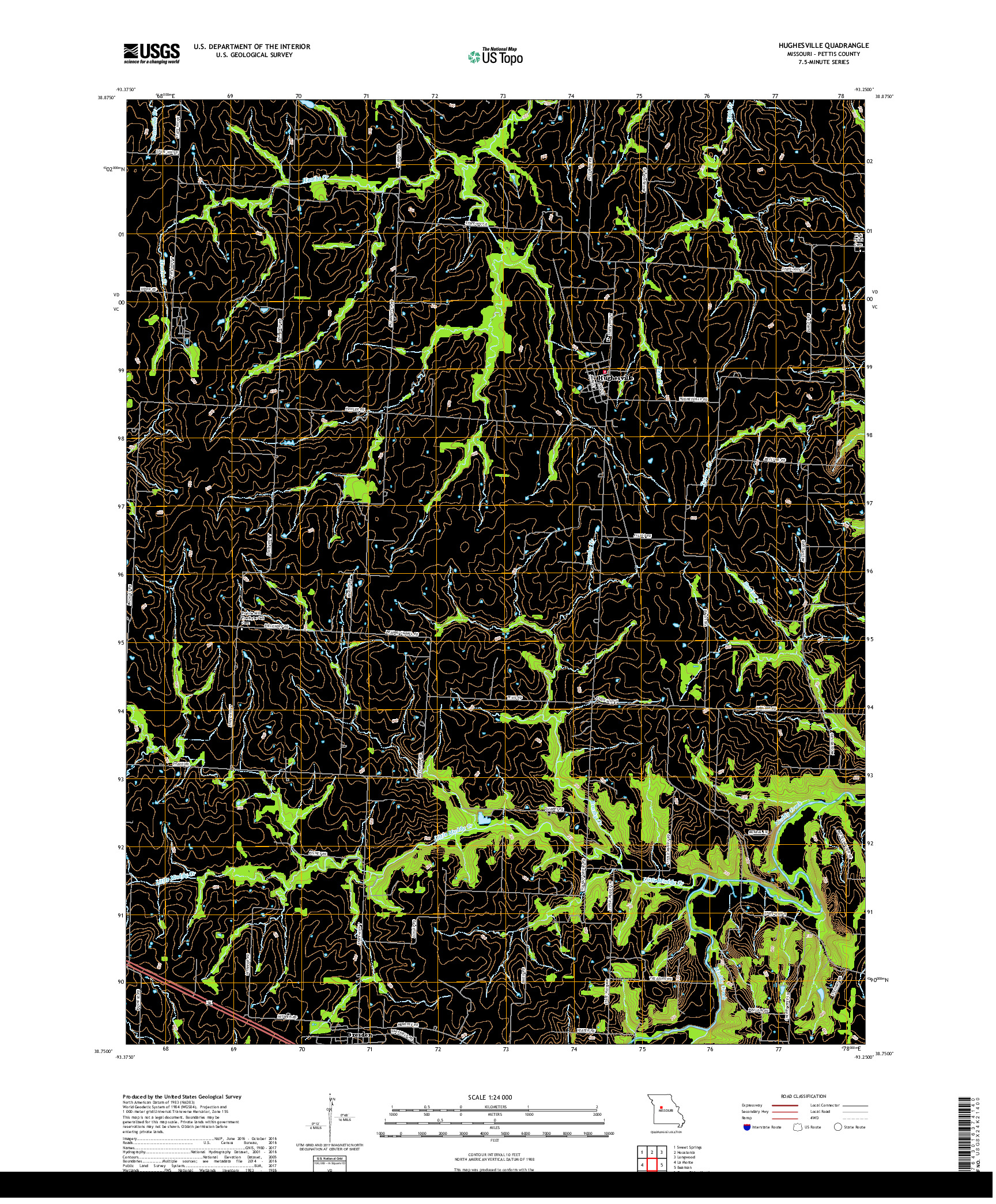 USGS US TOPO 7.5-MINUTE MAP FOR HUGHESVILLE, MO 2017