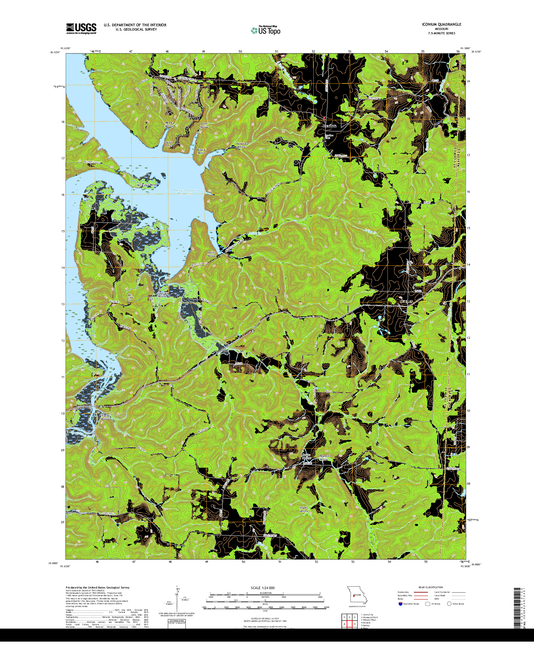 USGS US TOPO 7.5-MINUTE MAP FOR ICONIUM, MO 2017
