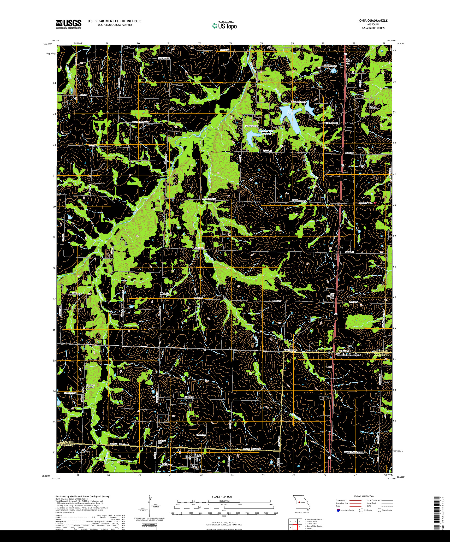 USGS US TOPO 7.5-MINUTE MAP FOR IONIA, MO 2017