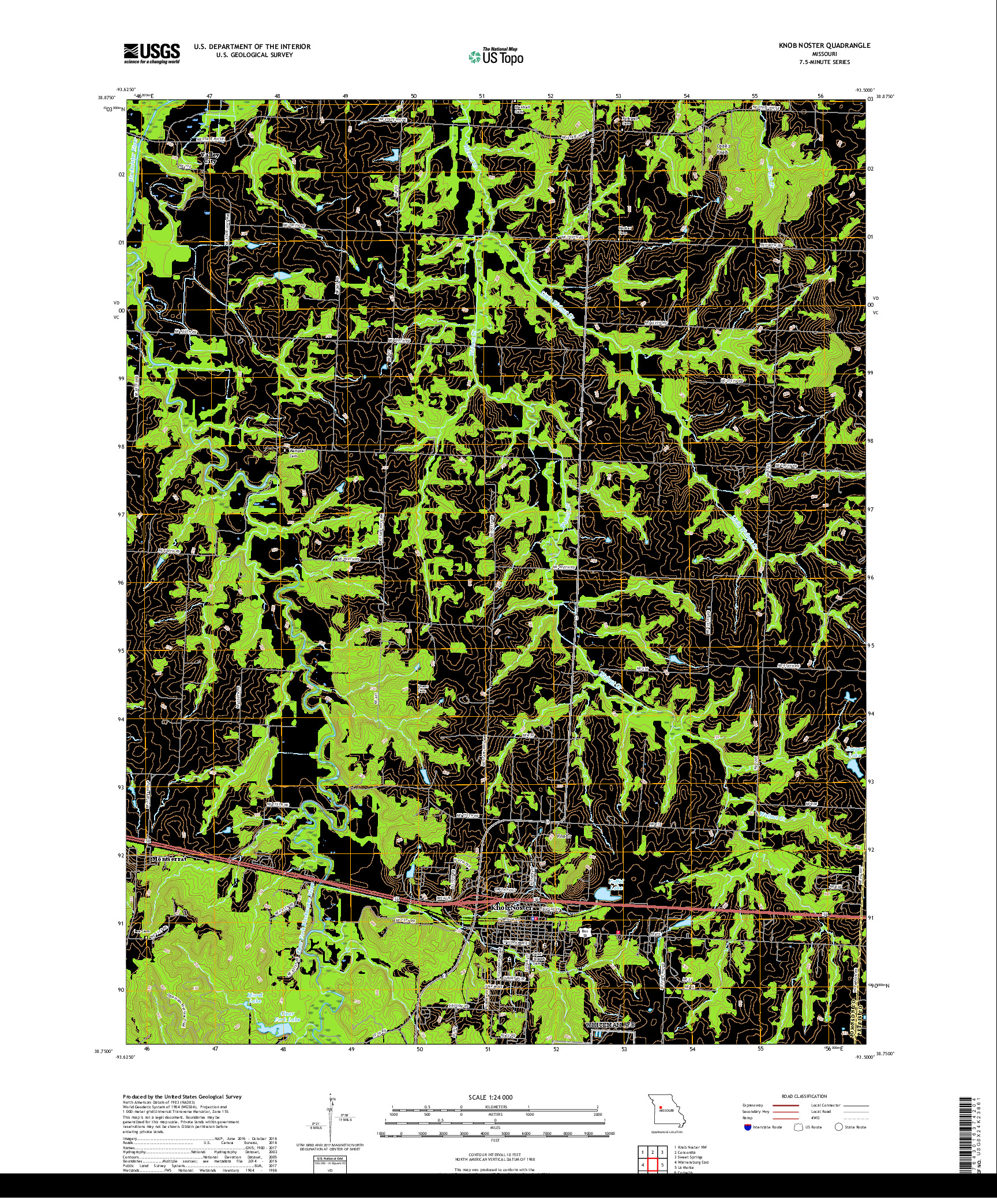 USGS US TOPO 7.5-MINUTE MAP FOR KNOB NOSTER, MO 2017