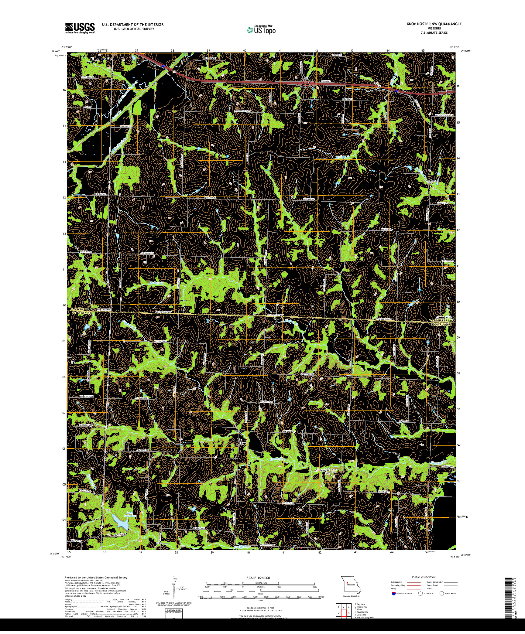 USGS US TOPO 7.5-MINUTE MAP FOR KNOB NOSTER NW, MO 2017