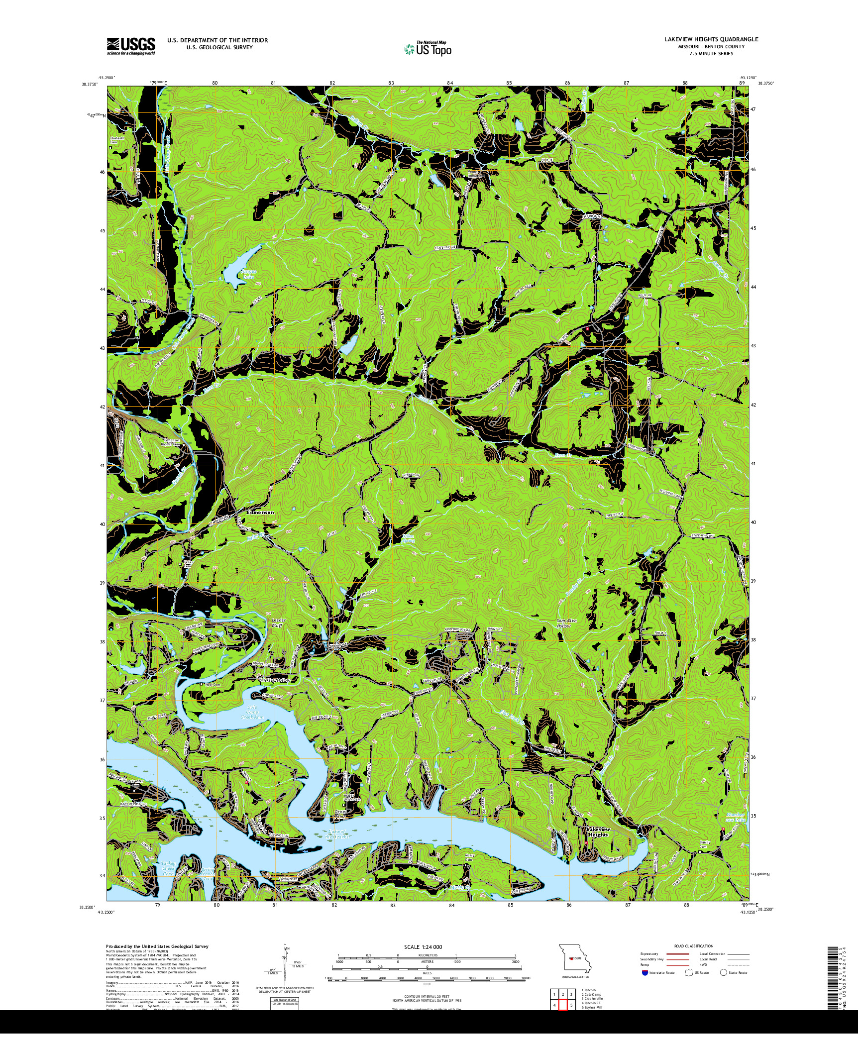 USGS US TOPO 7.5-MINUTE MAP FOR LAKEVIEW HEIGHTS, MO 2017