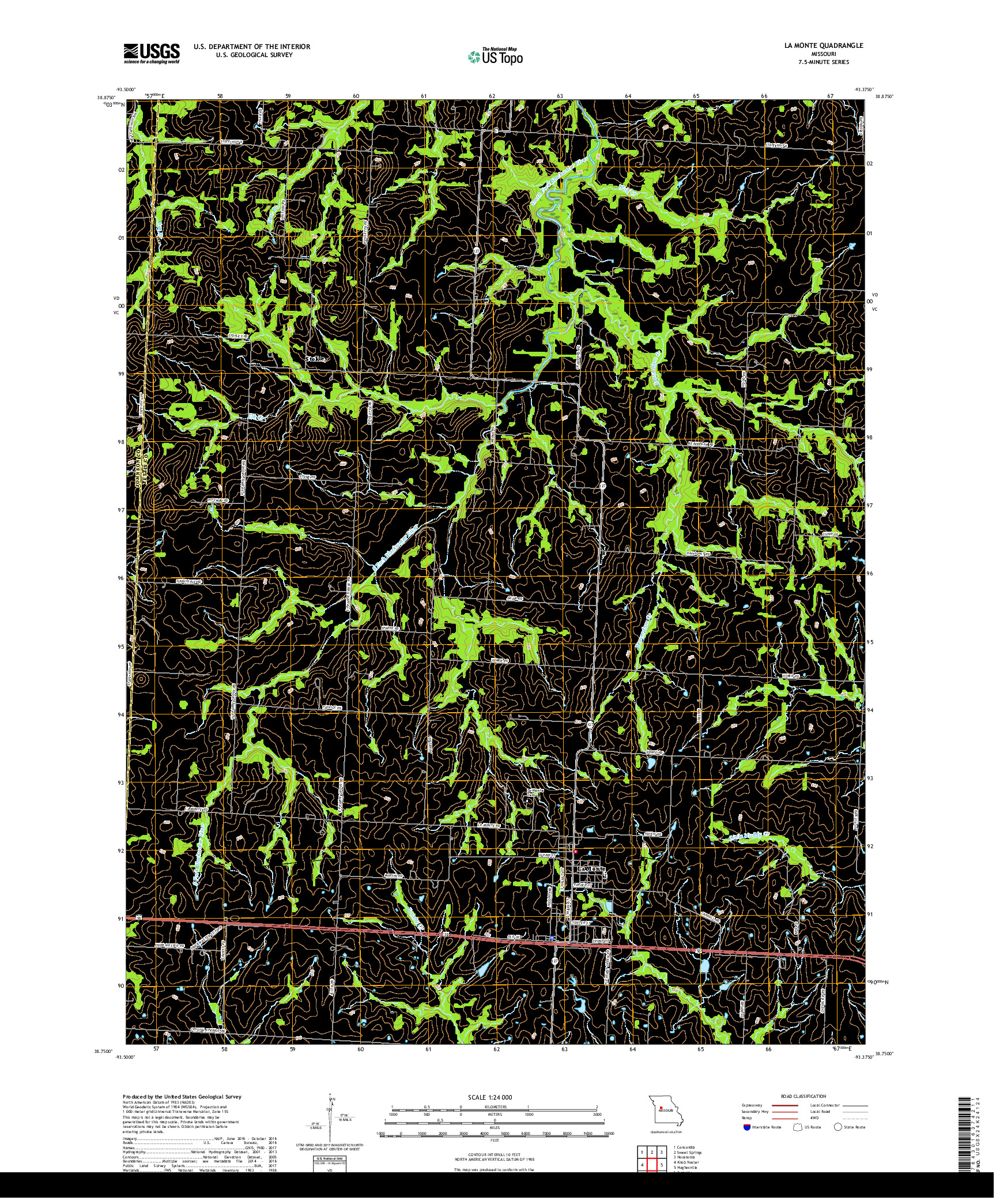 USGS US TOPO 7.5-MINUTE MAP FOR LA MONTE, MO 2017