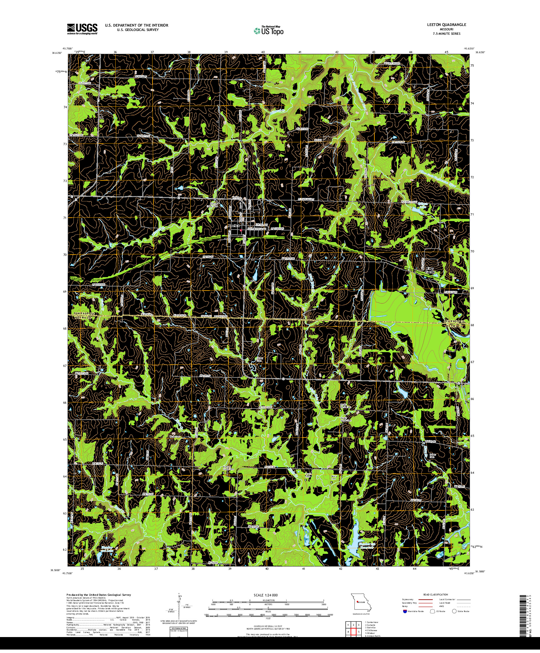 USGS US TOPO 7.5-MINUTE MAP FOR LEETON, MO 2017