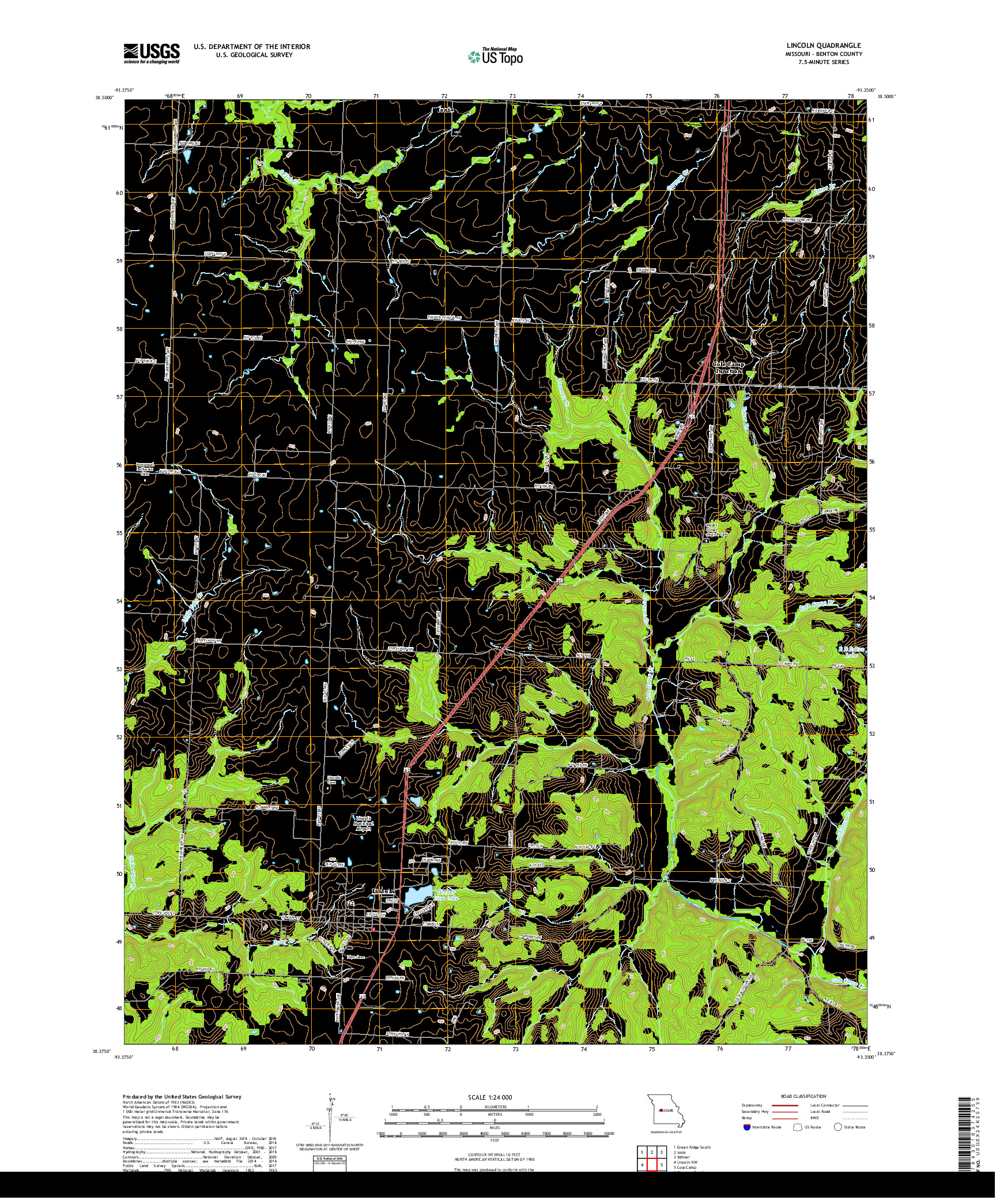 USGS US TOPO 7.5-MINUTE MAP FOR LINCOLN, MO 2017
