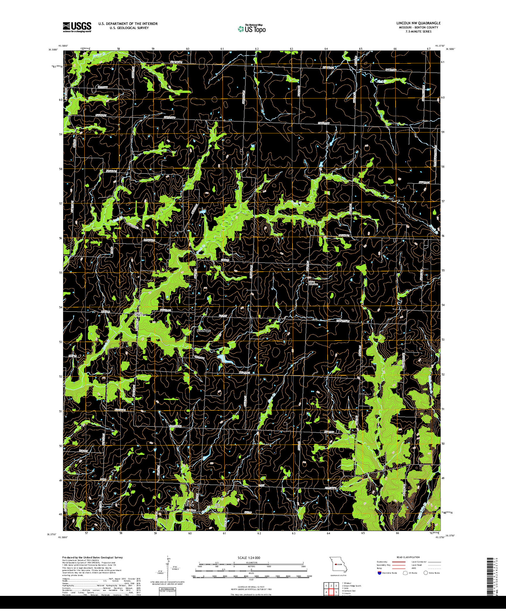 USGS US TOPO 7.5-MINUTE MAP FOR LINCOLN NW, MO 2017