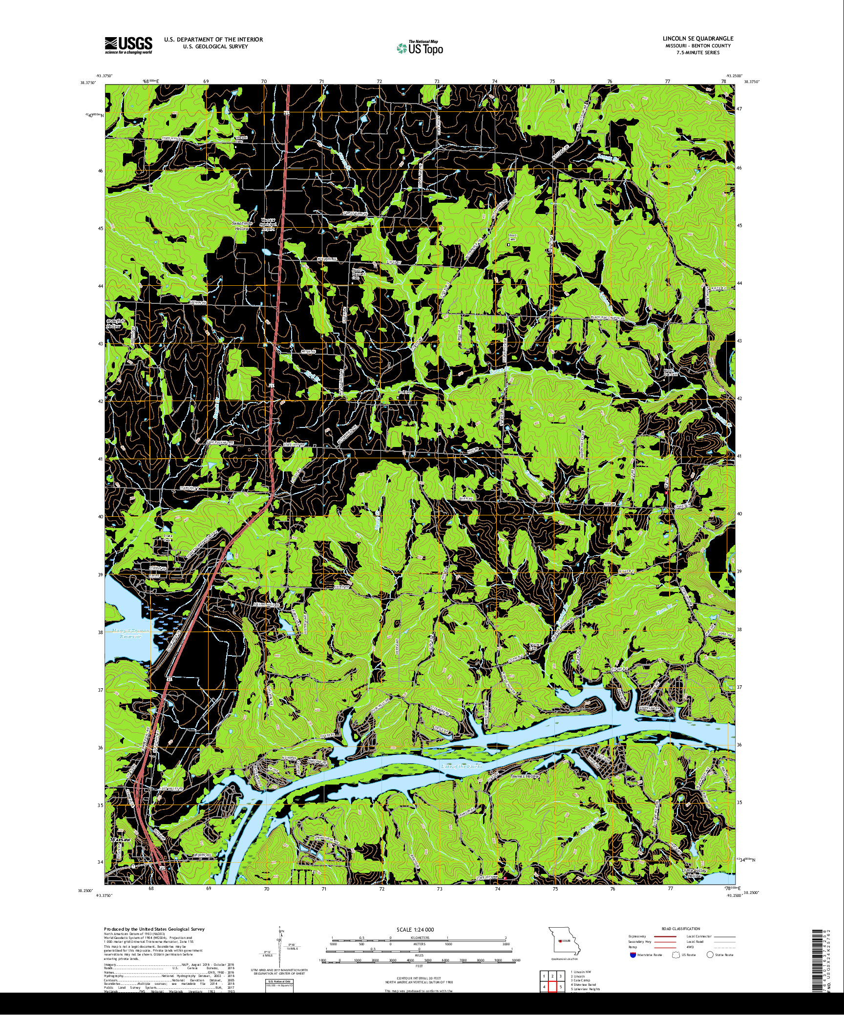 USGS US TOPO 7.5-MINUTE MAP FOR LINCOLN SE, MO 2017
