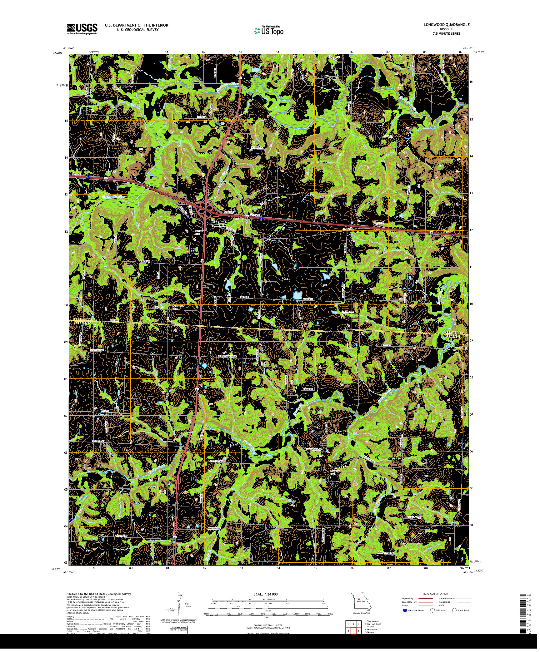 USGS US TOPO 7.5-MINUTE MAP FOR LONGWOOD, MO 2017