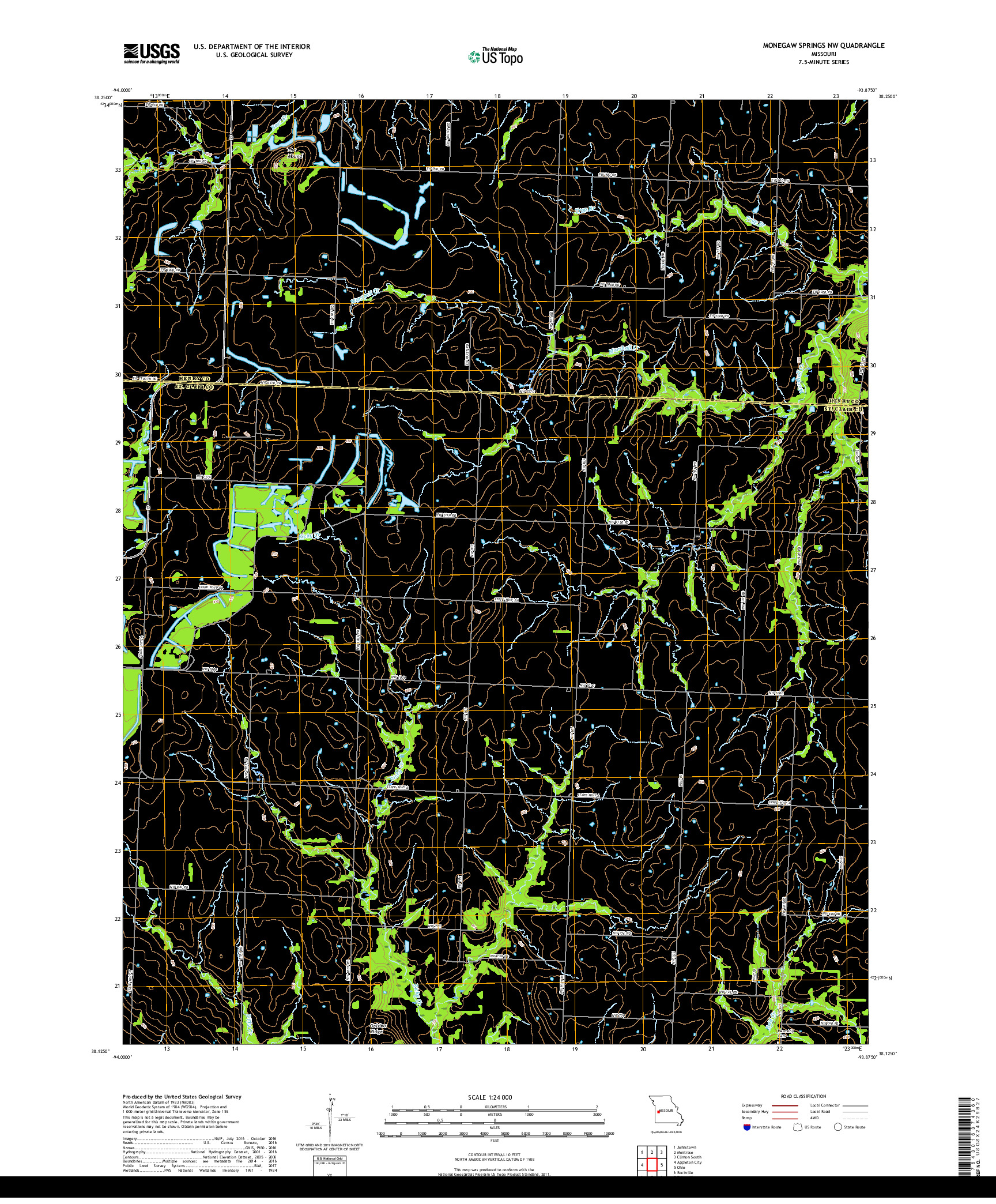 USGS US TOPO 7.5-MINUTE MAP FOR MONEGAW SPRINGS NW, MO 2017