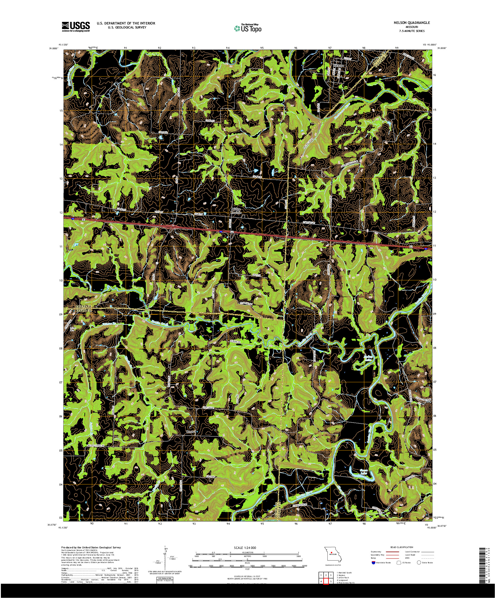 USGS US TOPO 7.5-MINUTE MAP FOR NELSON, MO 2017