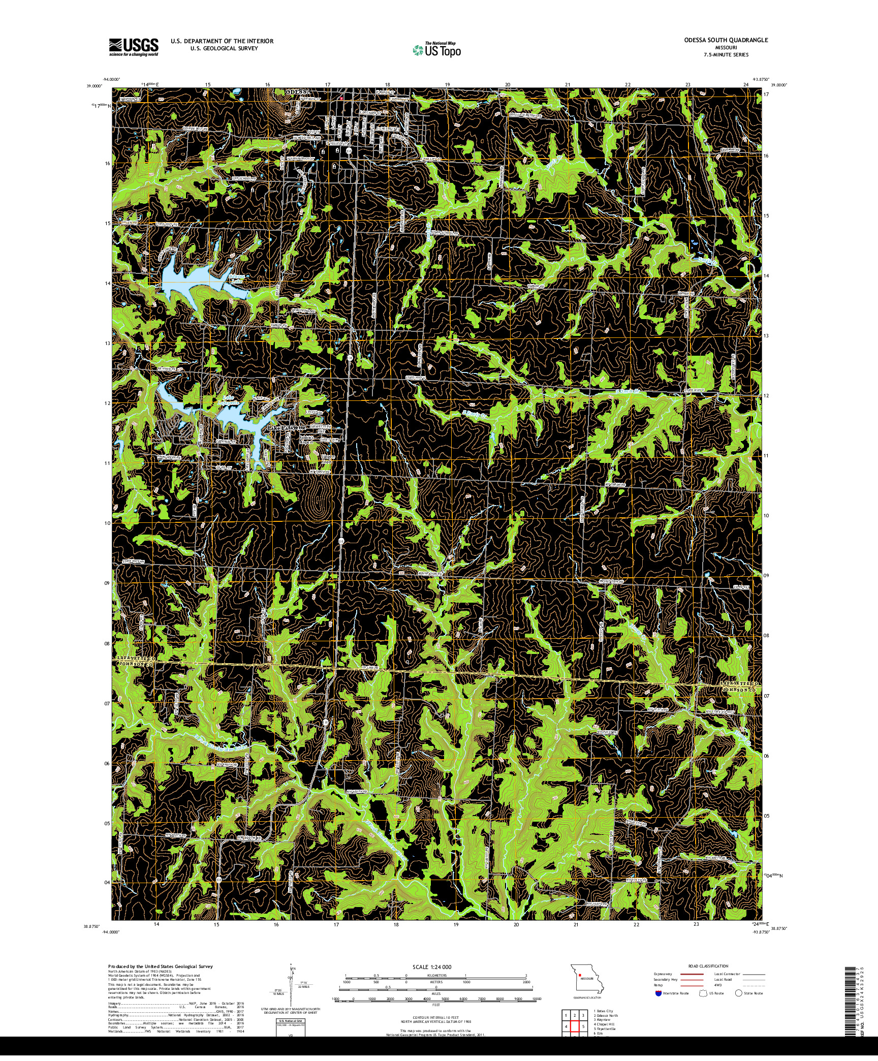 USGS US TOPO 7.5-MINUTE MAP FOR ODESSA SOUTH, MO 2017