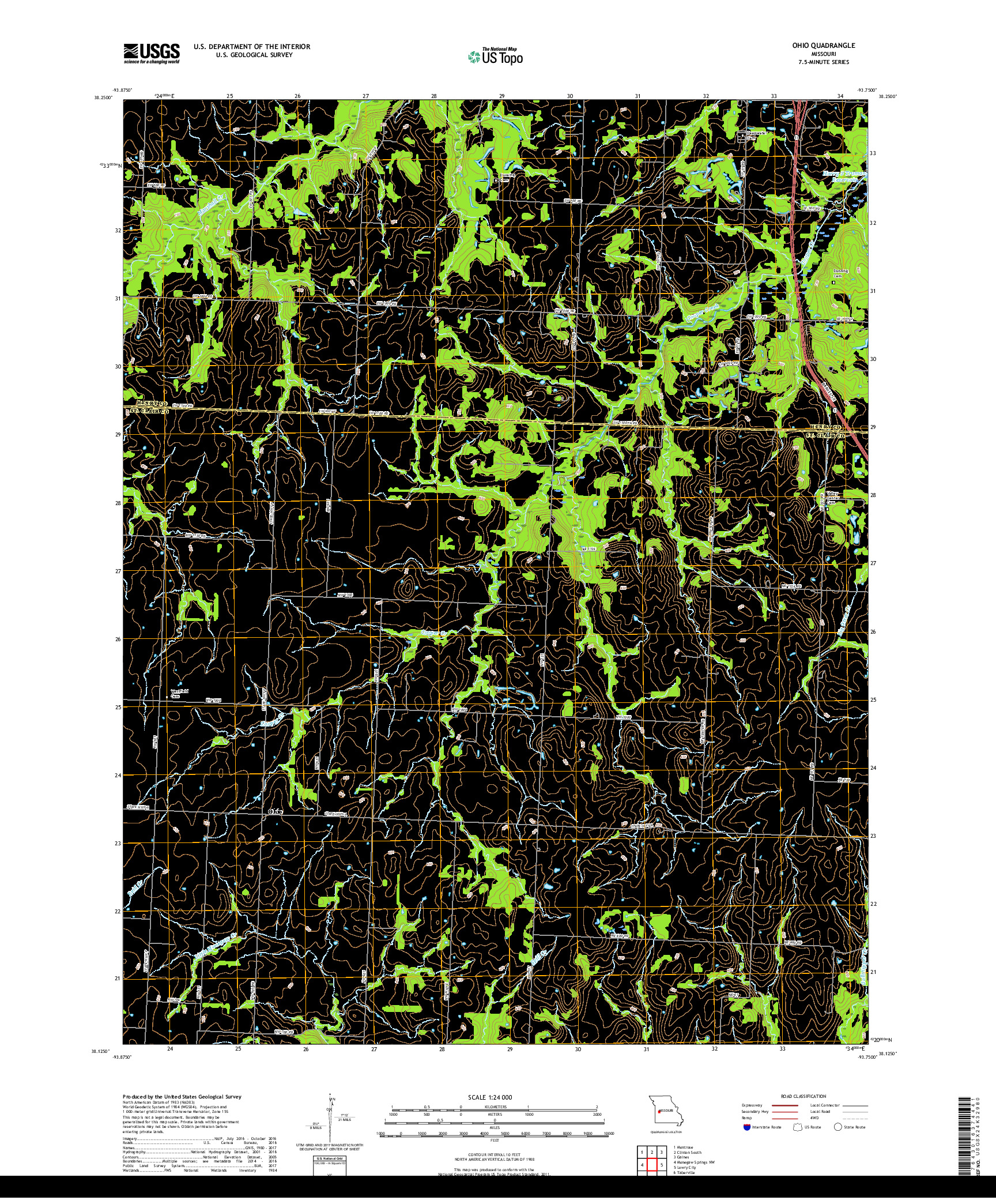 USGS US TOPO 7.5-MINUTE MAP FOR OHIO, MO 2017