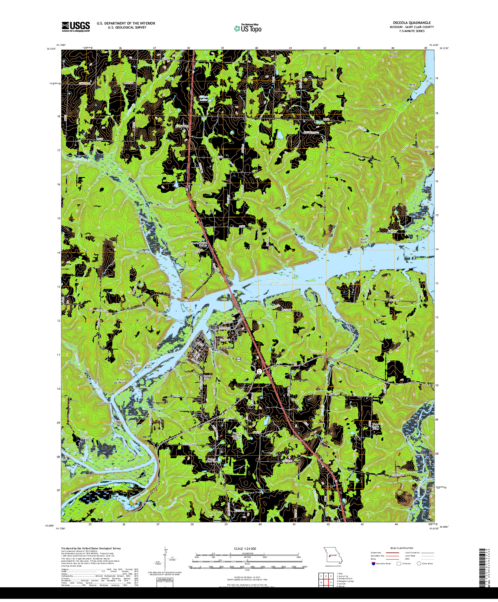 USGS US TOPO 7.5-MINUTE MAP FOR OSCEOLA, MO 2017
