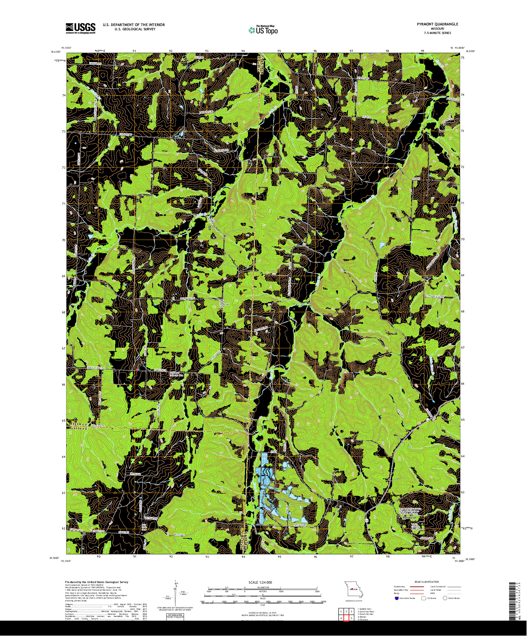 USGS US TOPO 7.5-MINUTE MAP FOR PYRMONT, MO 2017