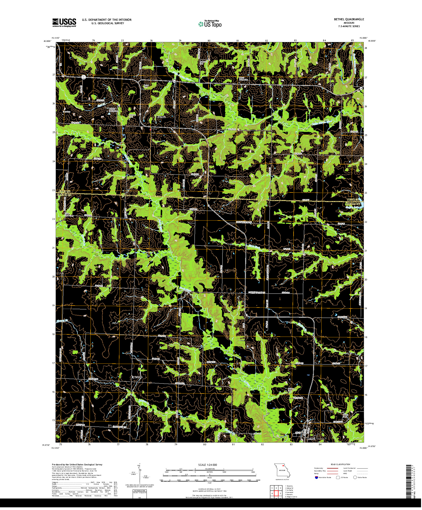 USGS US TOPO 7.5-MINUTE MAP FOR BETHEL, MO 2017