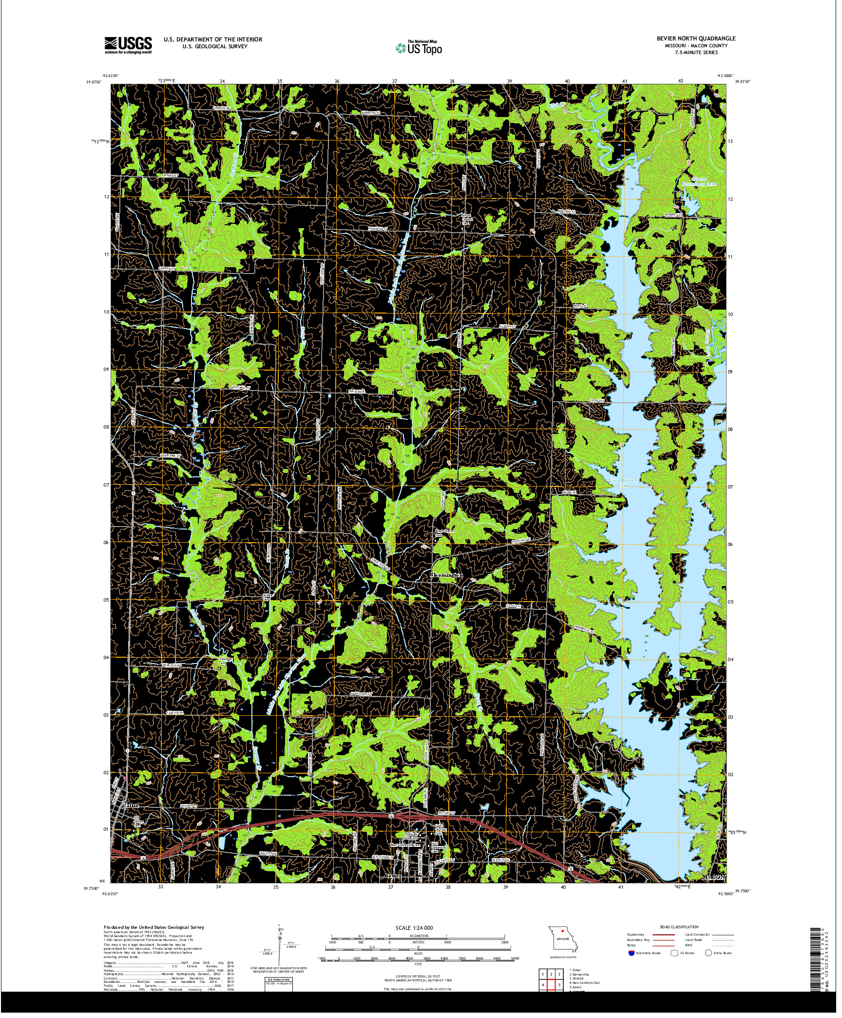 USGS US TOPO 7.5-MINUTE MAP FOR BEVIER NORTH, MO 2017