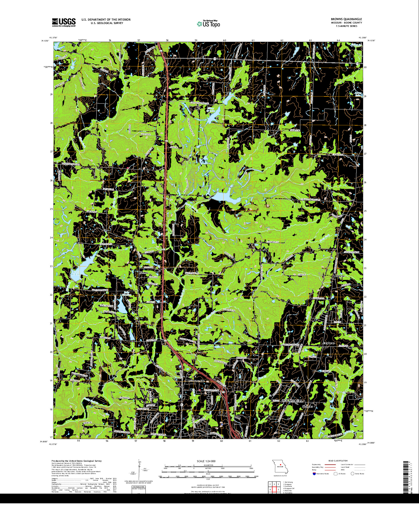 USGS US TOPO 7.5-MINUTE MAP FOR BROWNS, MO 2017