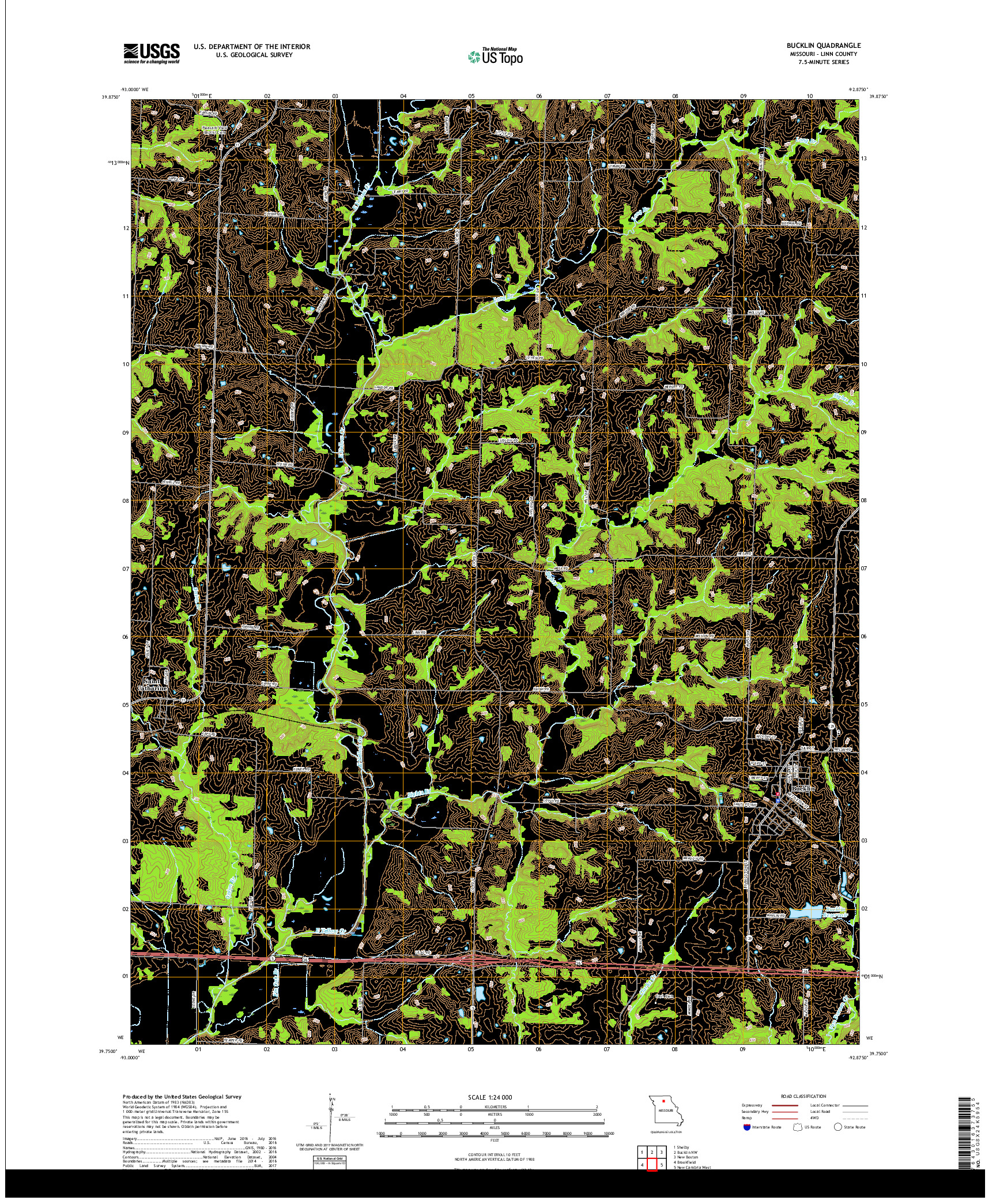 USGS US TOPO 7.5-MINUTE MAP FOR BUCKLIN, MO 2017