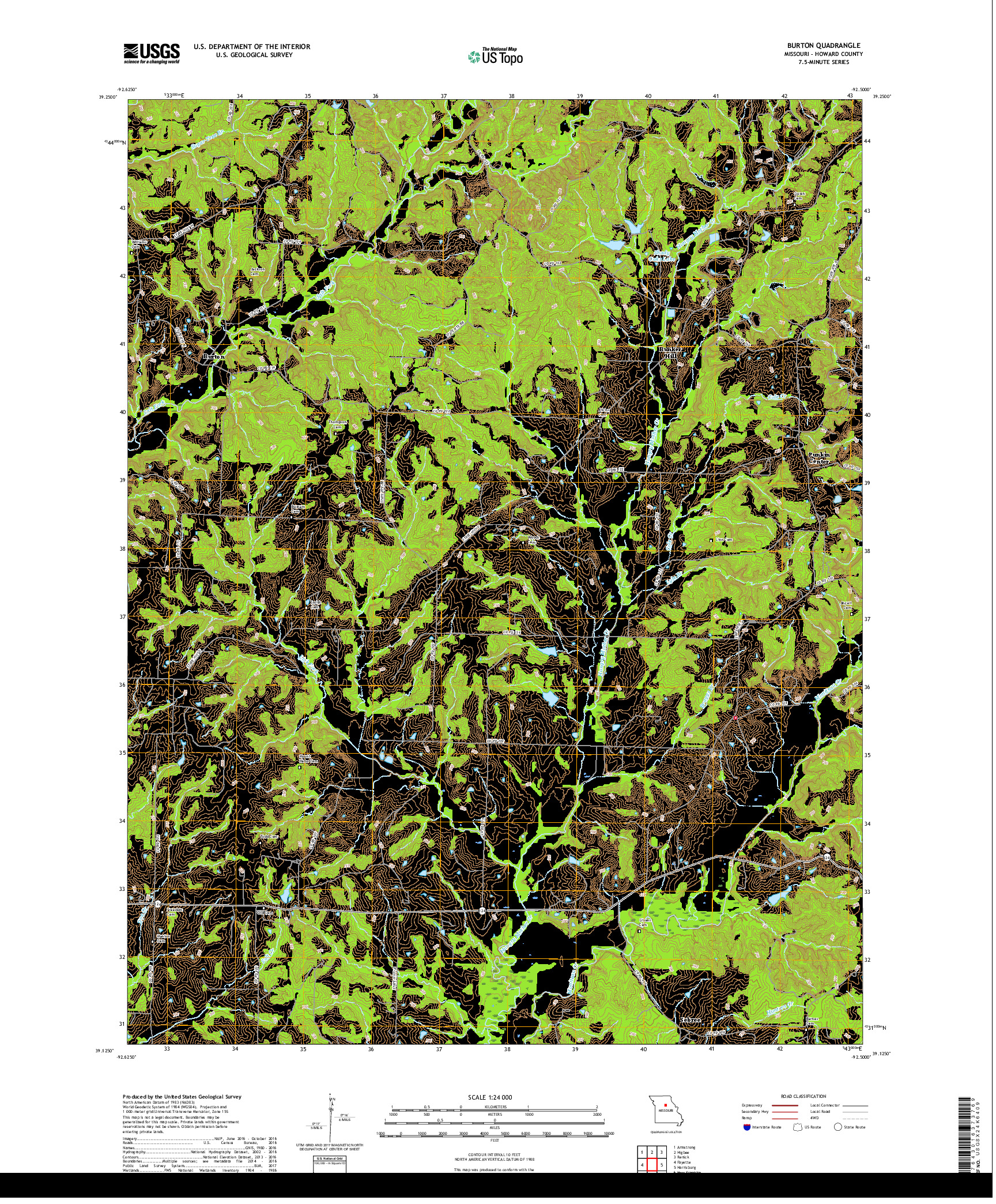 USGS US TOPO 7.5-MINUTE MAP FOR BURTON, MO 2017