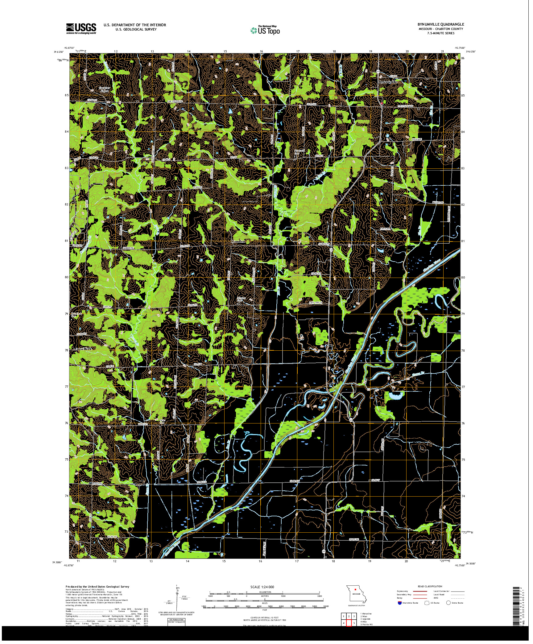 USGS US TOPO 7.5-MINUTE MAP FOR BYNUMVILLE, MO 2017