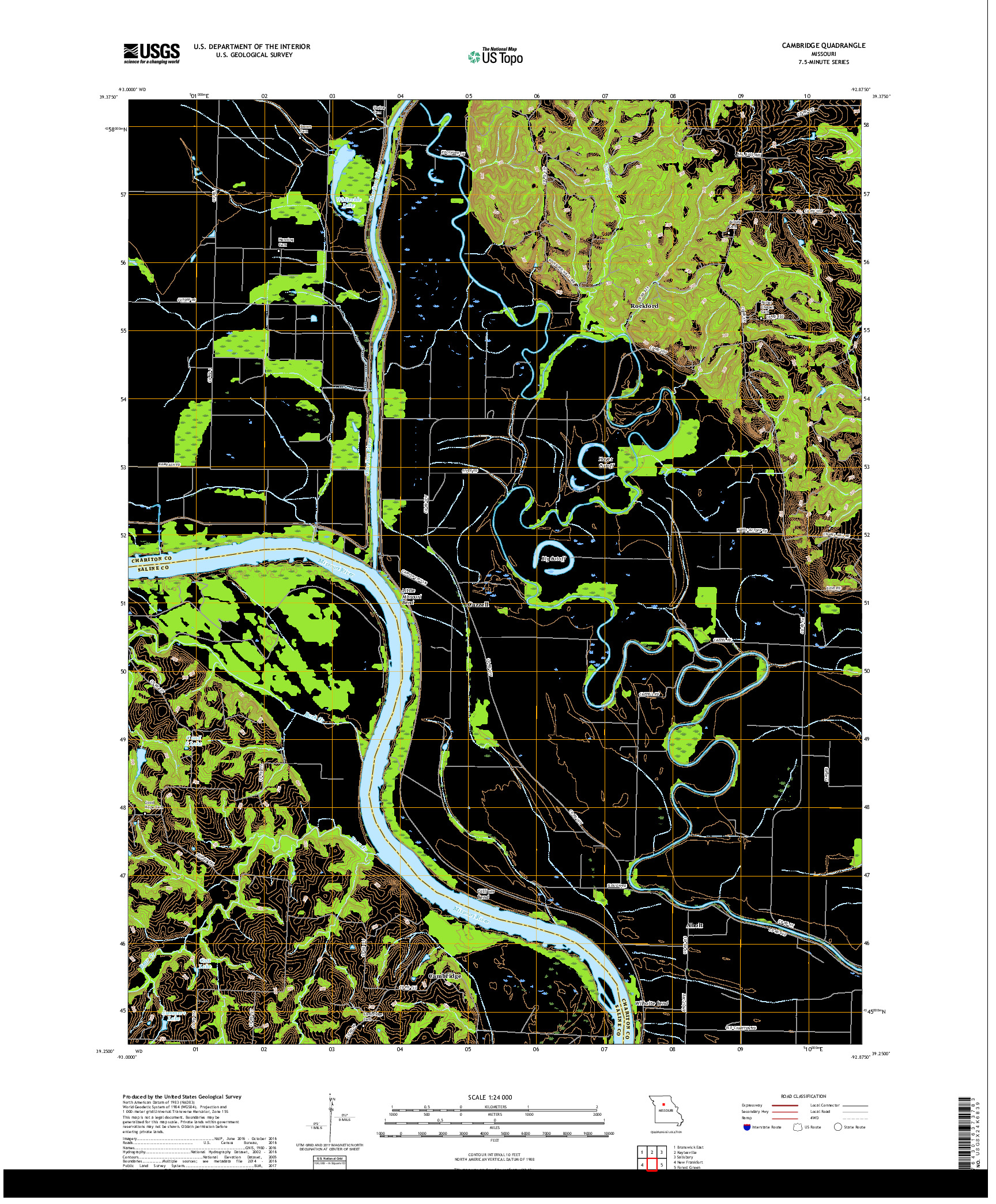 USGS US TOPO 7.5-MINUTE MAP FOR CAMBRIDGE, MO 2017