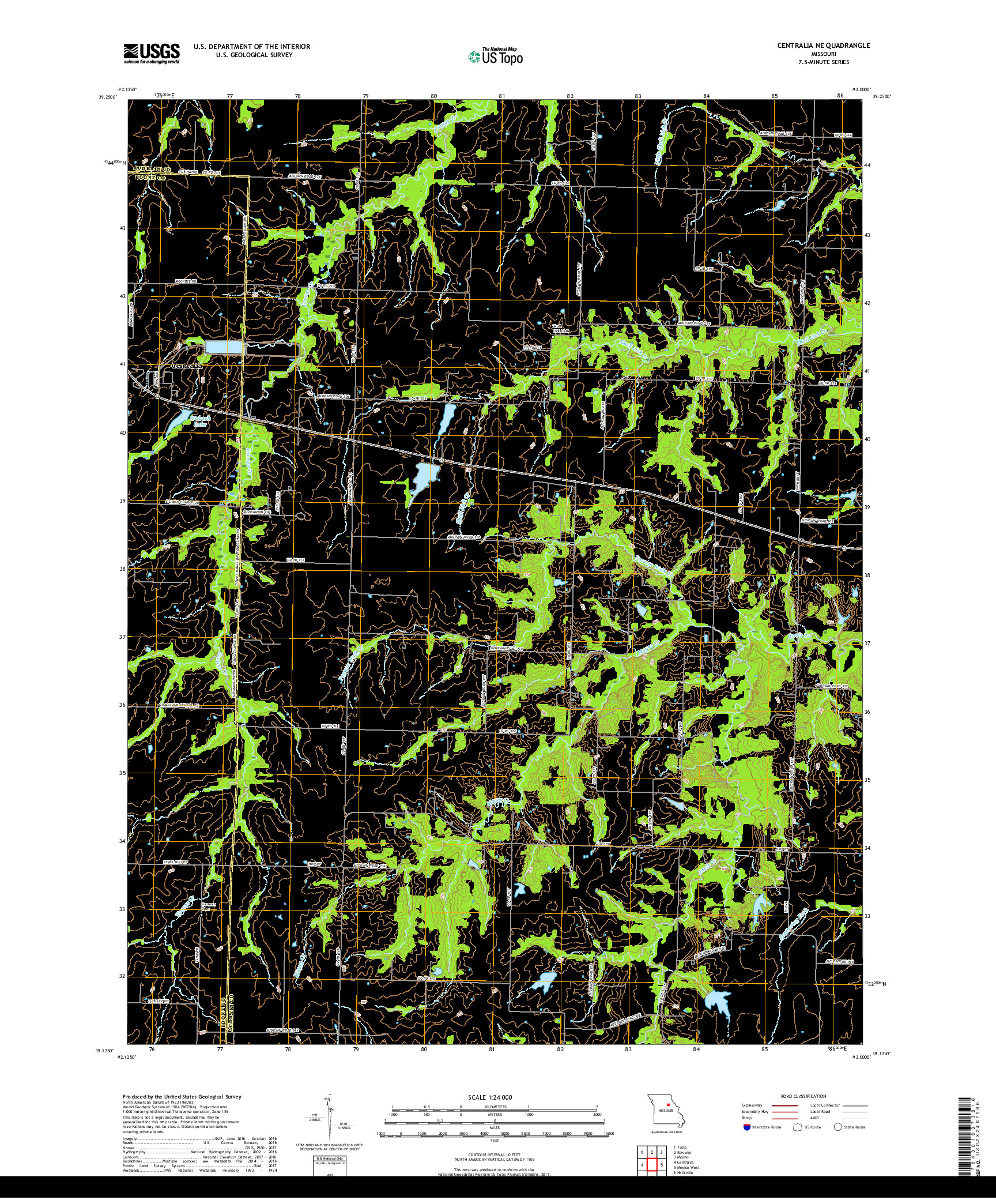 USGS US TOPO 7.5-MINUTE MAP FOR CENTRALIA NE, MO 2017