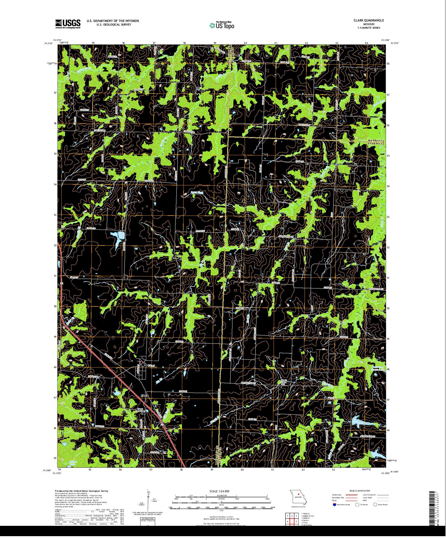 USGS US TOPO 7.5-MINUTE MAP FOR CLARK, MO 2017