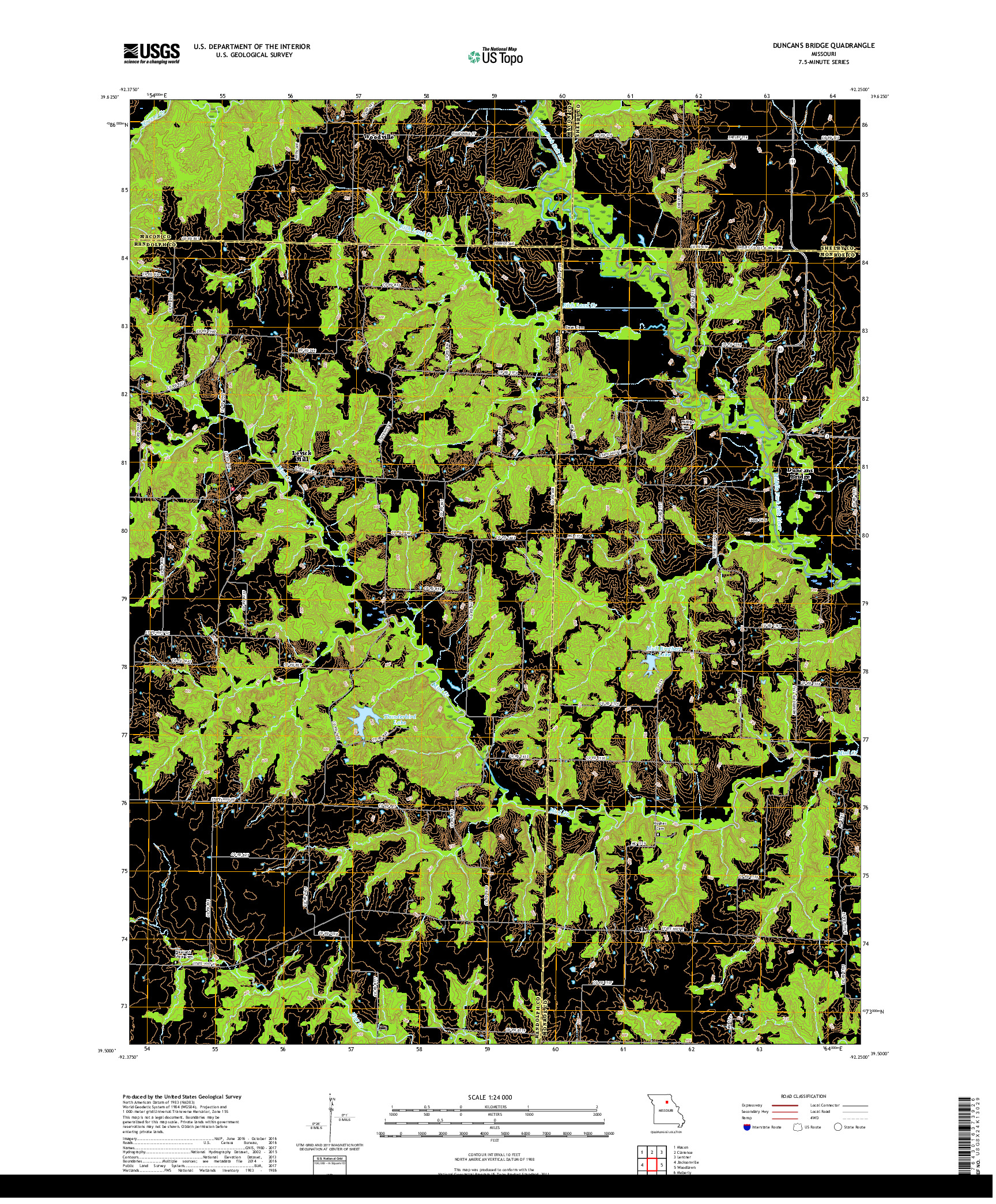 USGS US TOPO 7.5-MINUTE MAP FOR DUNCANS BRIDGE, MO 2017