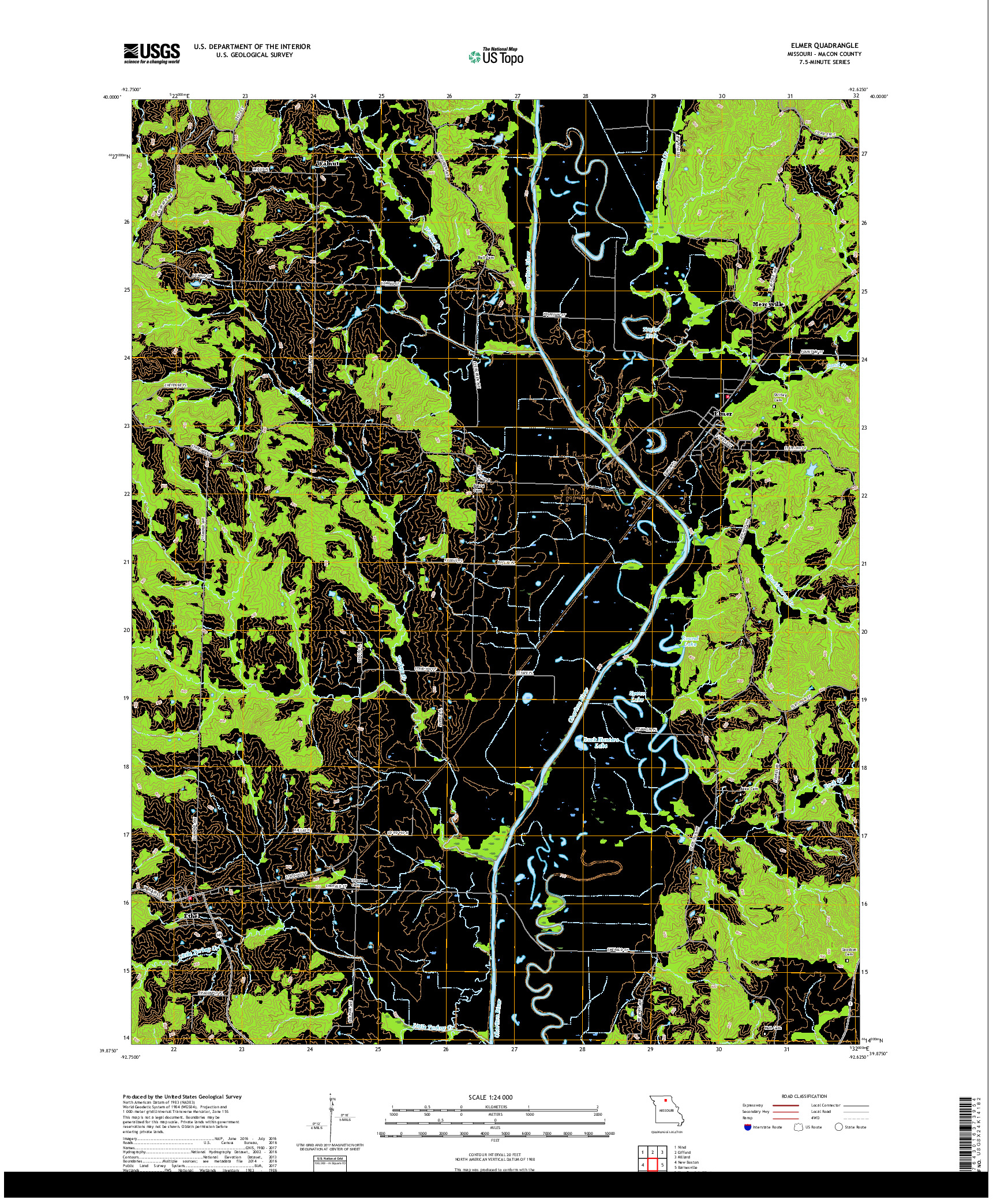 USGS US TOPO 7.5-MINUTE MAP FOR ELMER, MO 2017