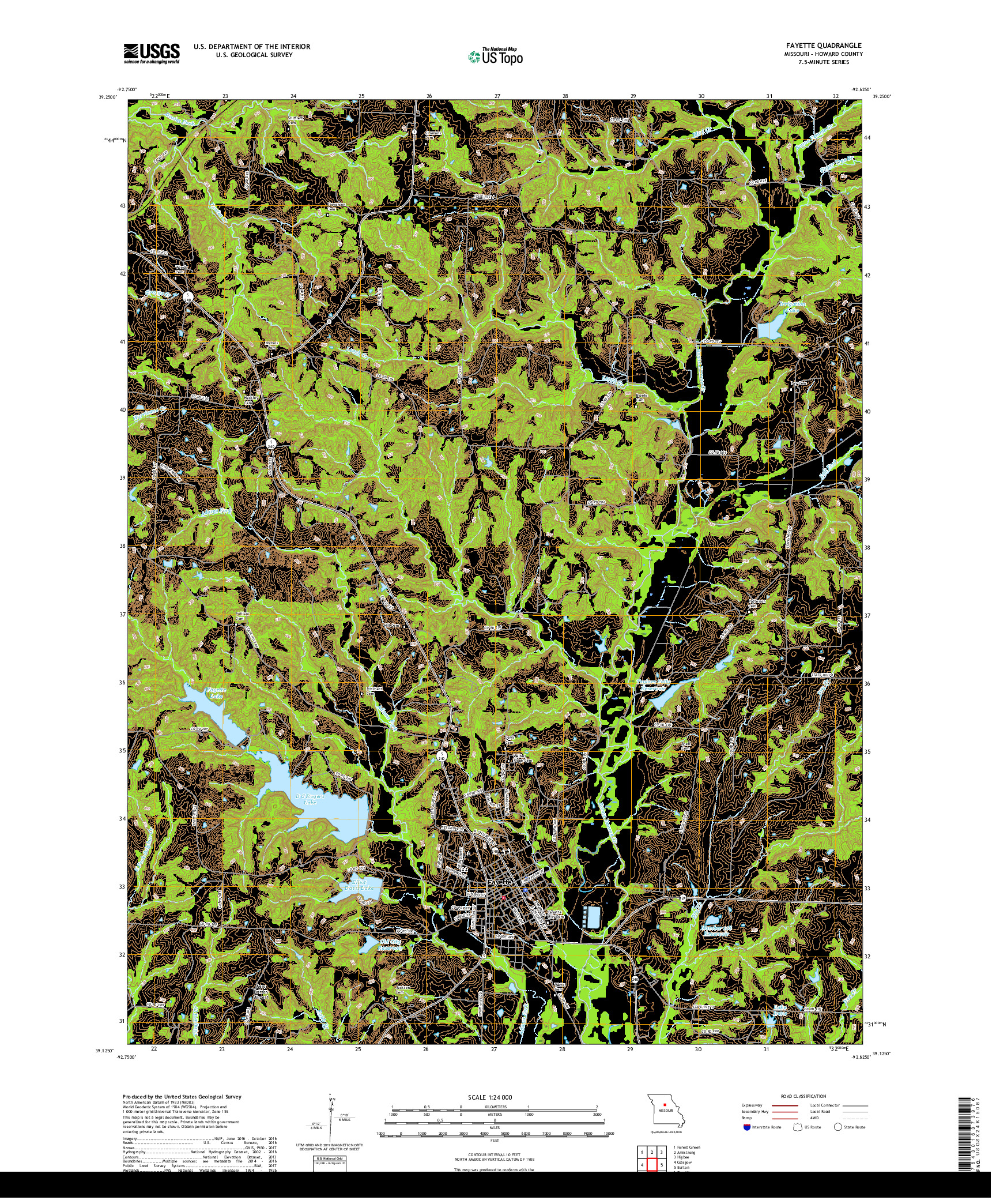 USGS US TOPO 7.5-MINUTE MAP FOR FAYETTE, MO 2017