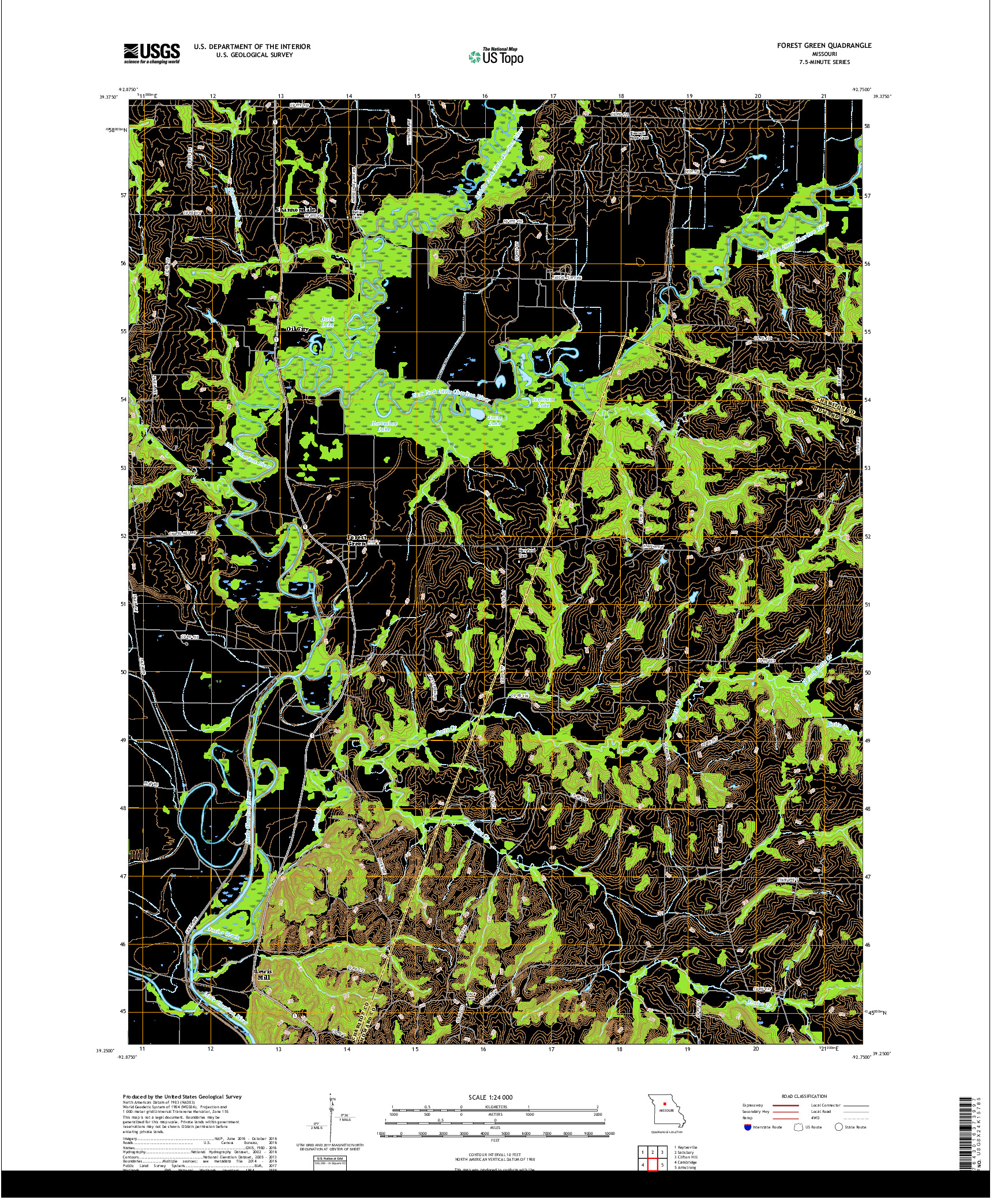 USGS US TOPO 7.5-MINUTE MAP FOR FOREST GREEN, MO 2017
