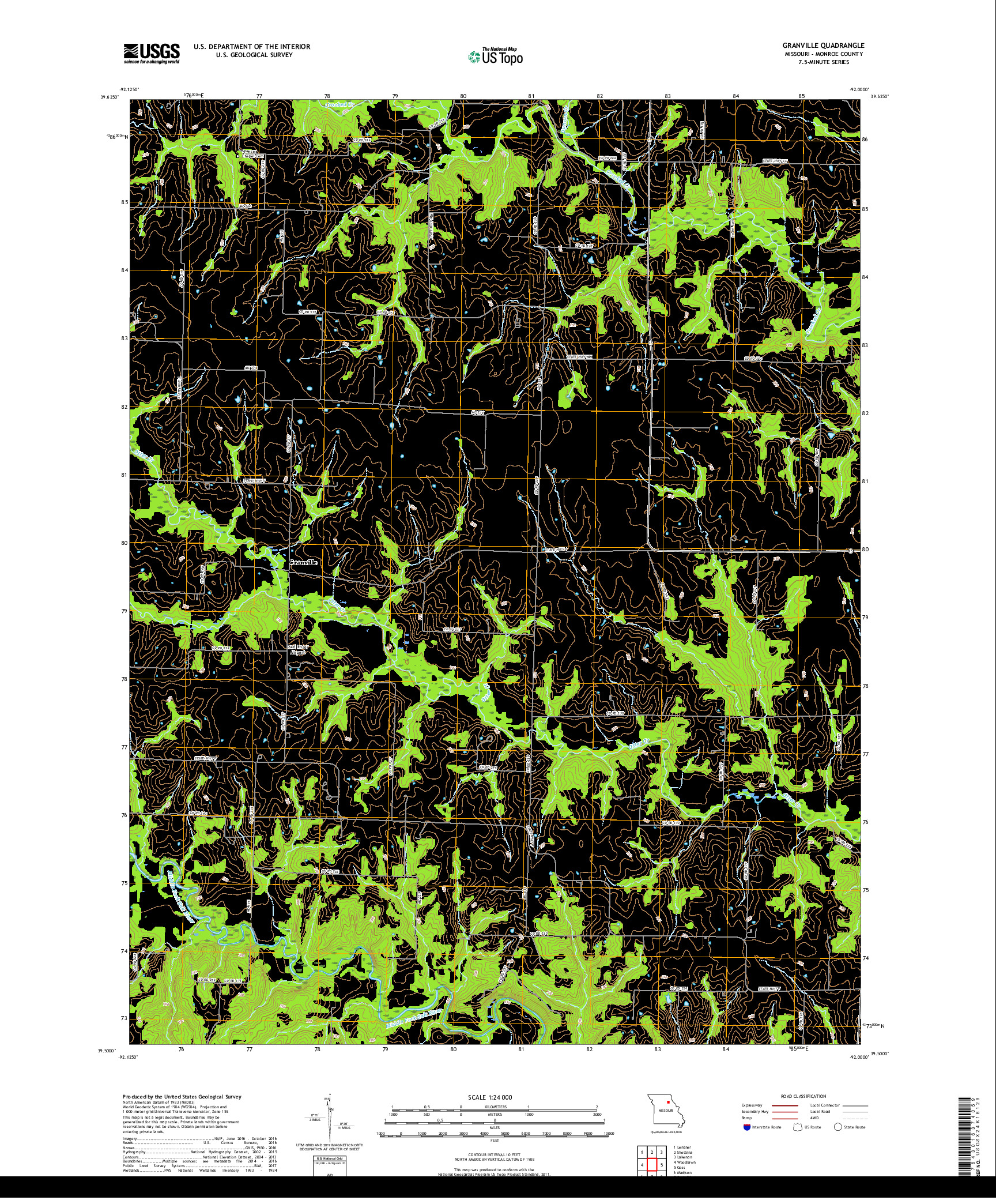 USGS US TOPO 7.5-MINUTE MAP FOR GRANVILLE, MO 2017