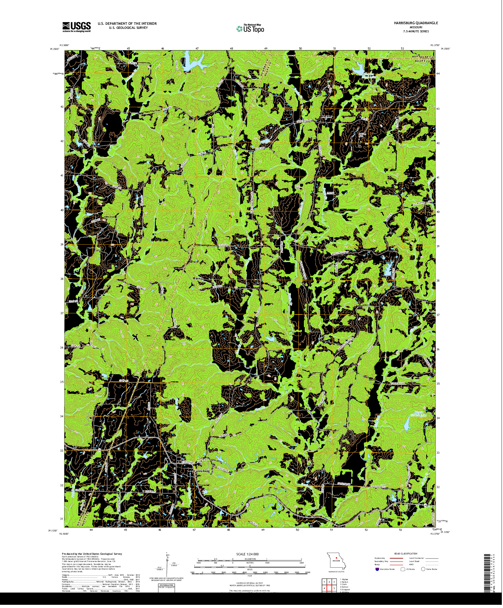 USGS US TOPO 7.5-MINUTE MAP FOR HARRISBURG, MO 2017