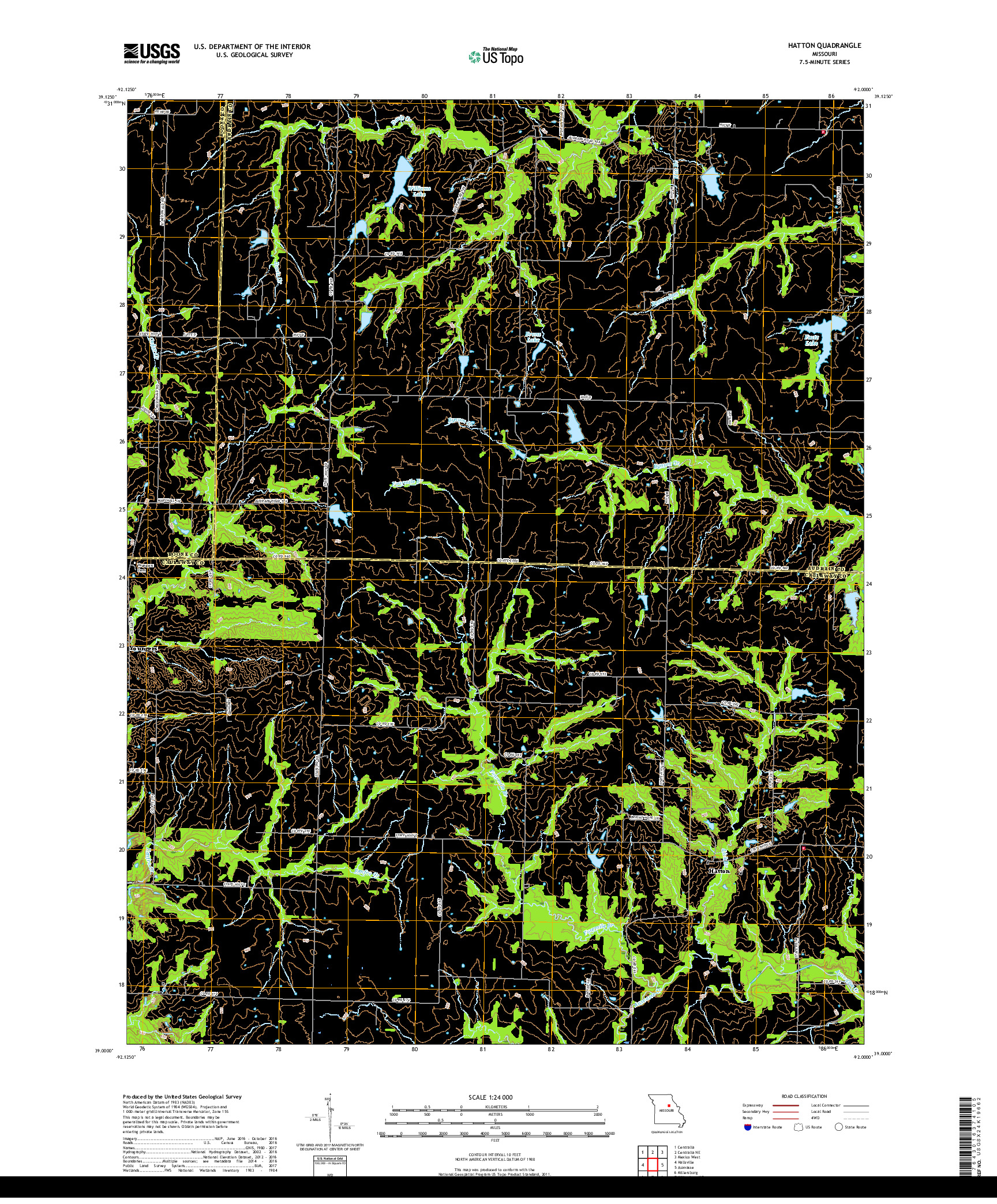 USGS US TOPO 7.5-MINUTE MAP FOR HATTON, MO 2017