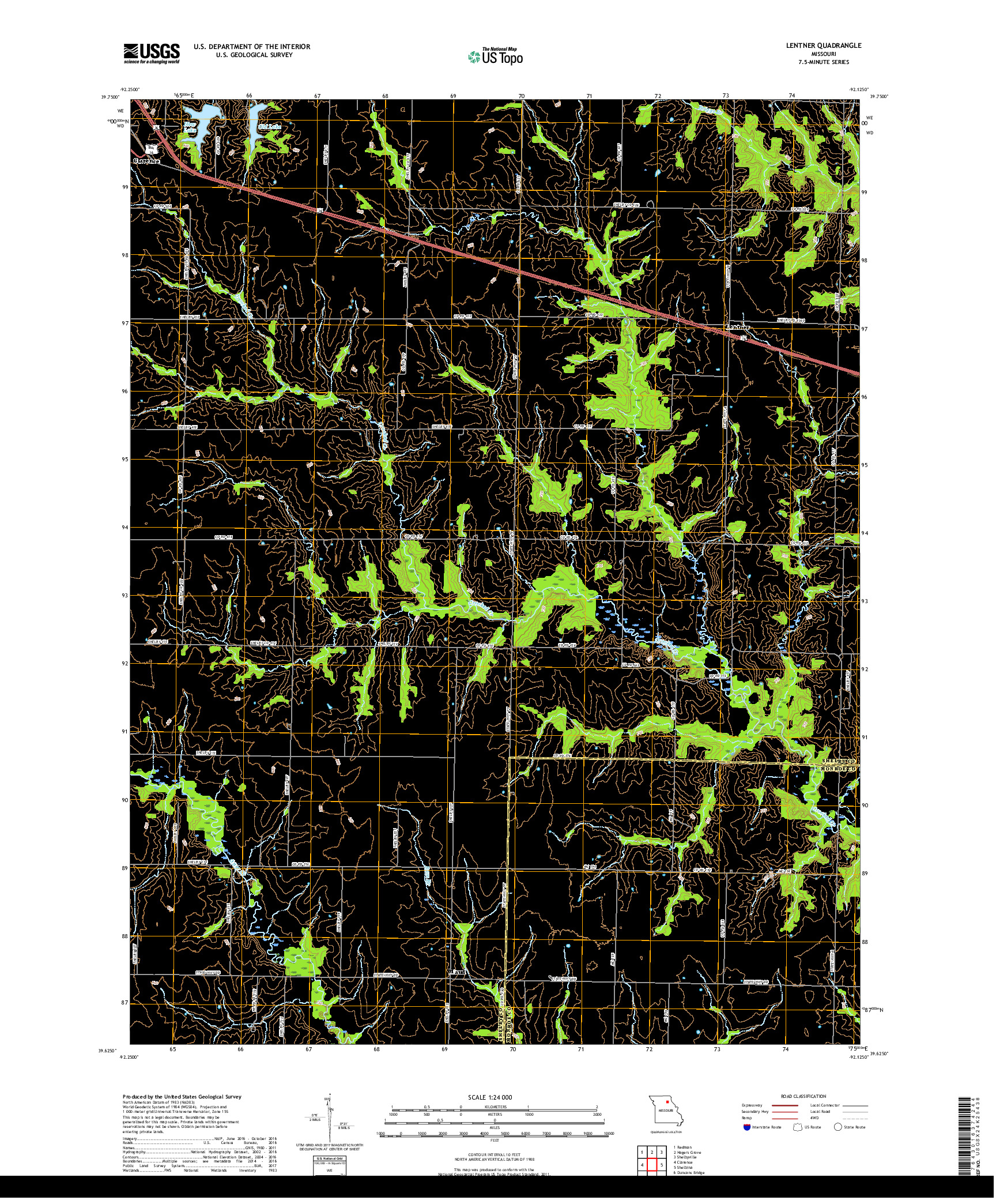 USGS US TOPO 7.5-MINUTE MAP FOR LENTNER, MO 2017