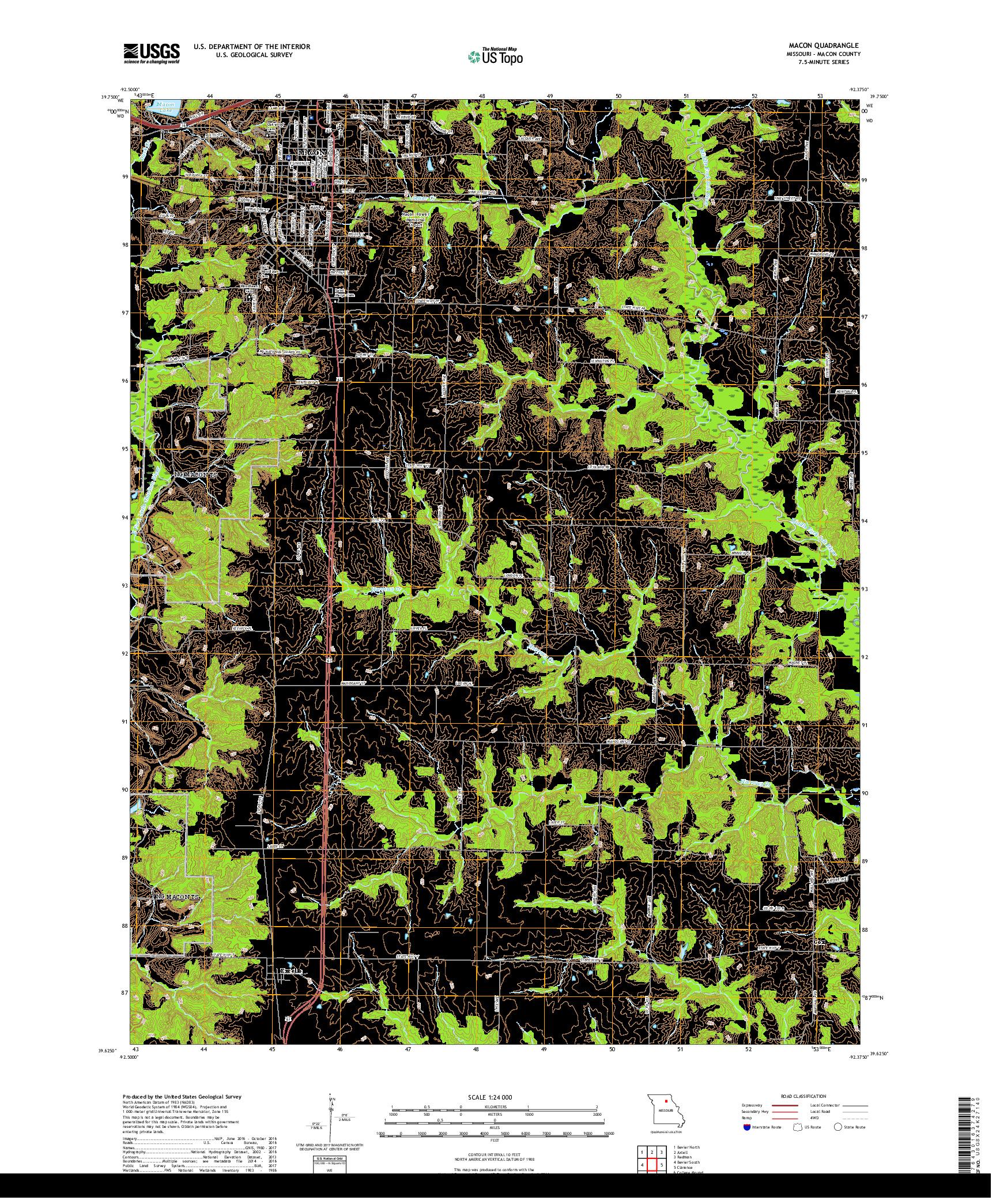 USGS US TOPO 7.5-MINUTE MAP FOR MACON, MO 2017