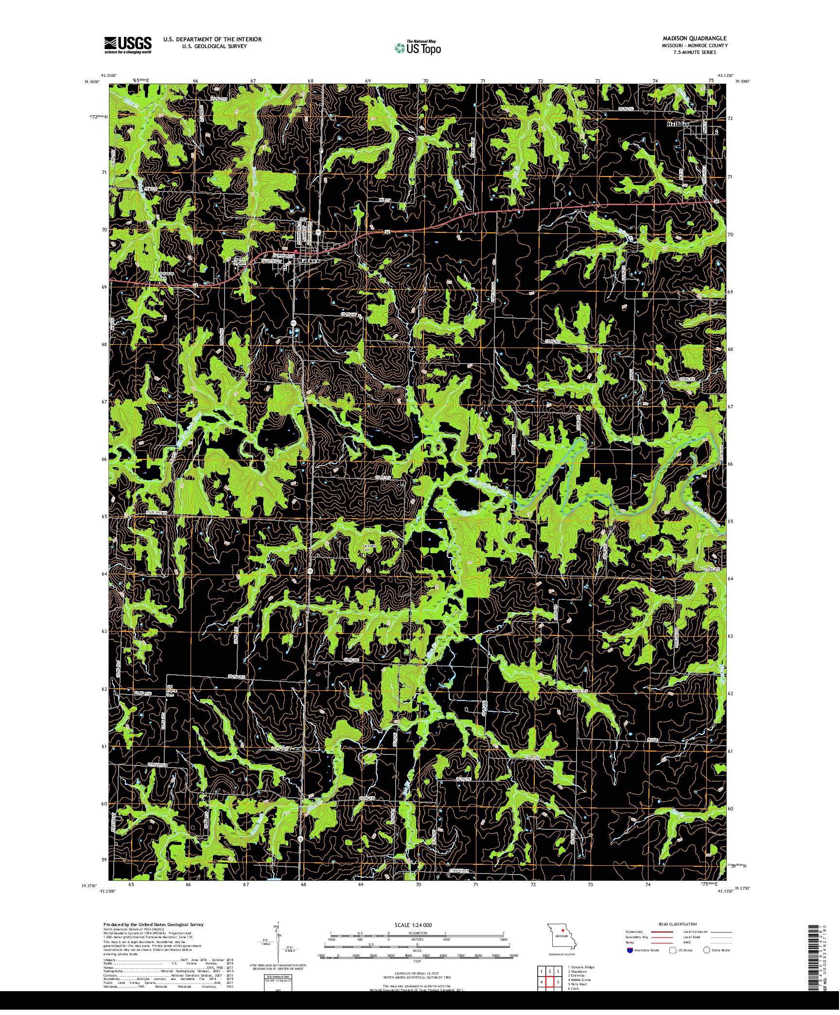 USGS US TOPO 7.5-MINUTE MAP FOR MADISON, MO 2017