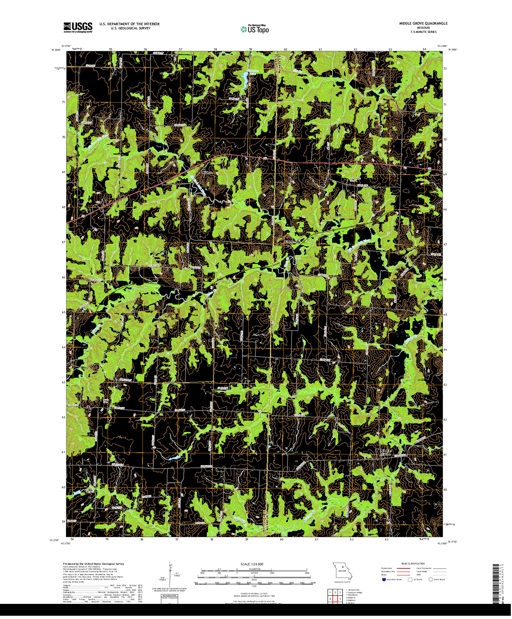 USGS US TOPO 7.5-MINUTE MAP FOR MIDDLE GROVE, MO 2017