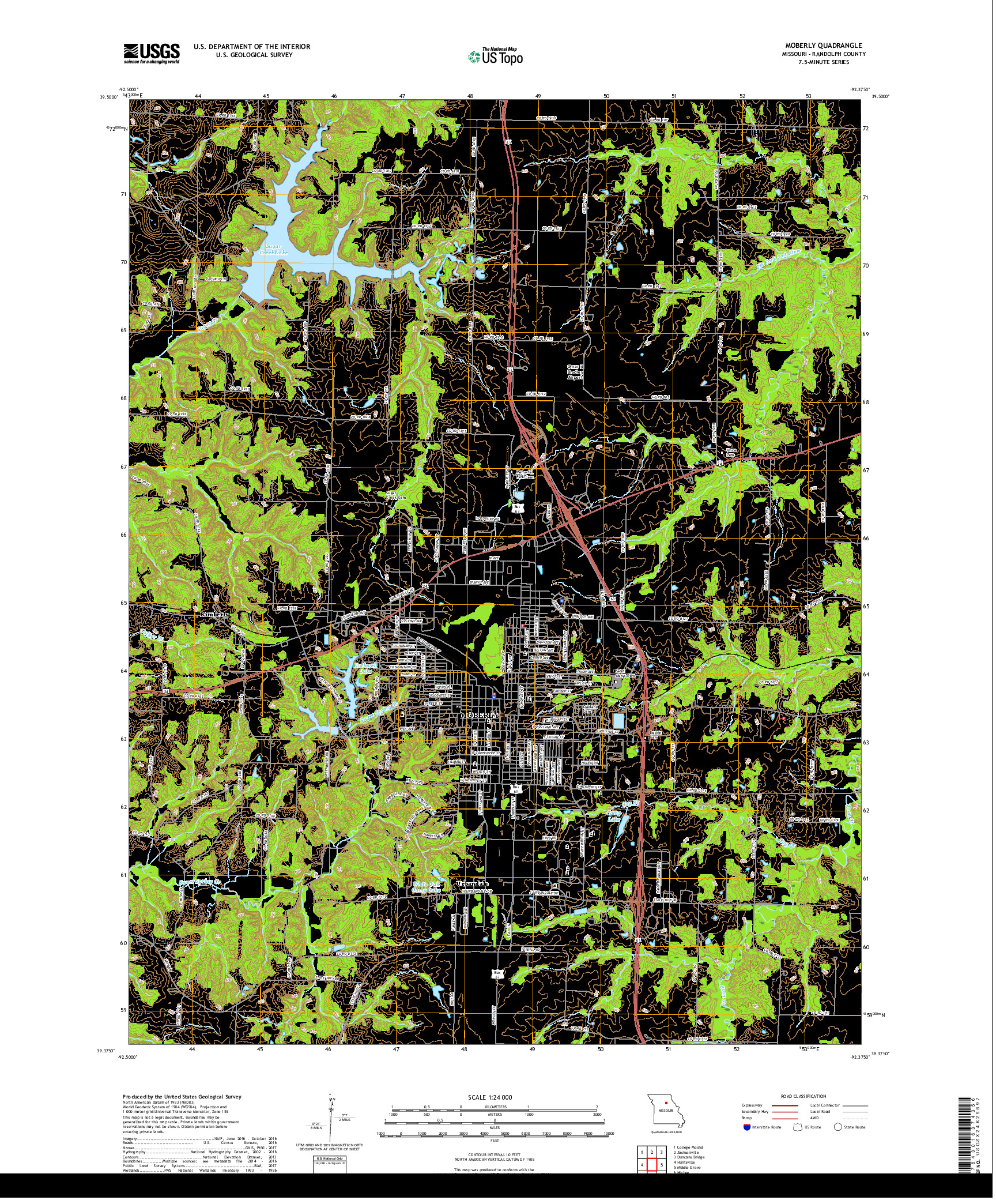 USGS US TOPO 7.5-MINUTE MAP FOR MOBERLY, MO 2017